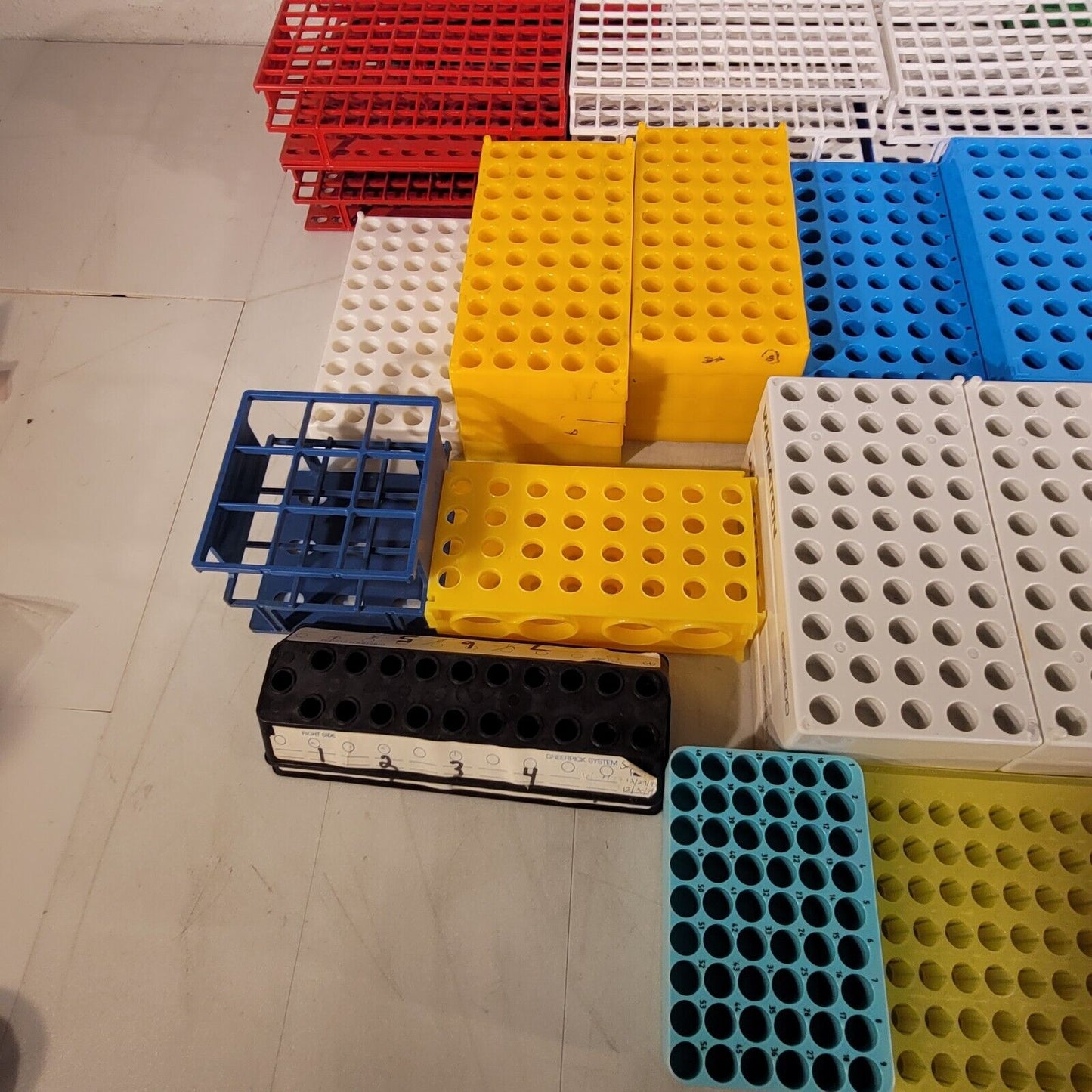 Lot Of Plastic Tube Vial Sample Racks Various Sizes And Types Organizer