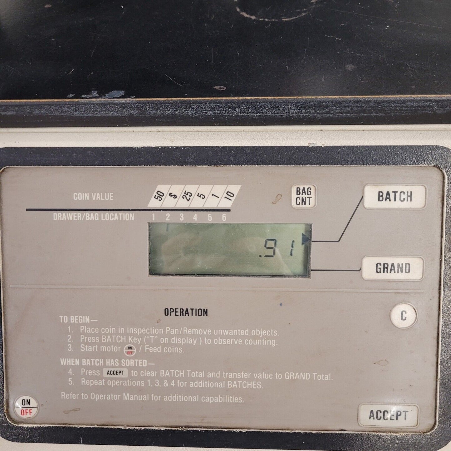 Brandt 6500 Coin Sorter $1, 50c, 25c, 10c, 5c, 1c With Coin Bags Tested Works