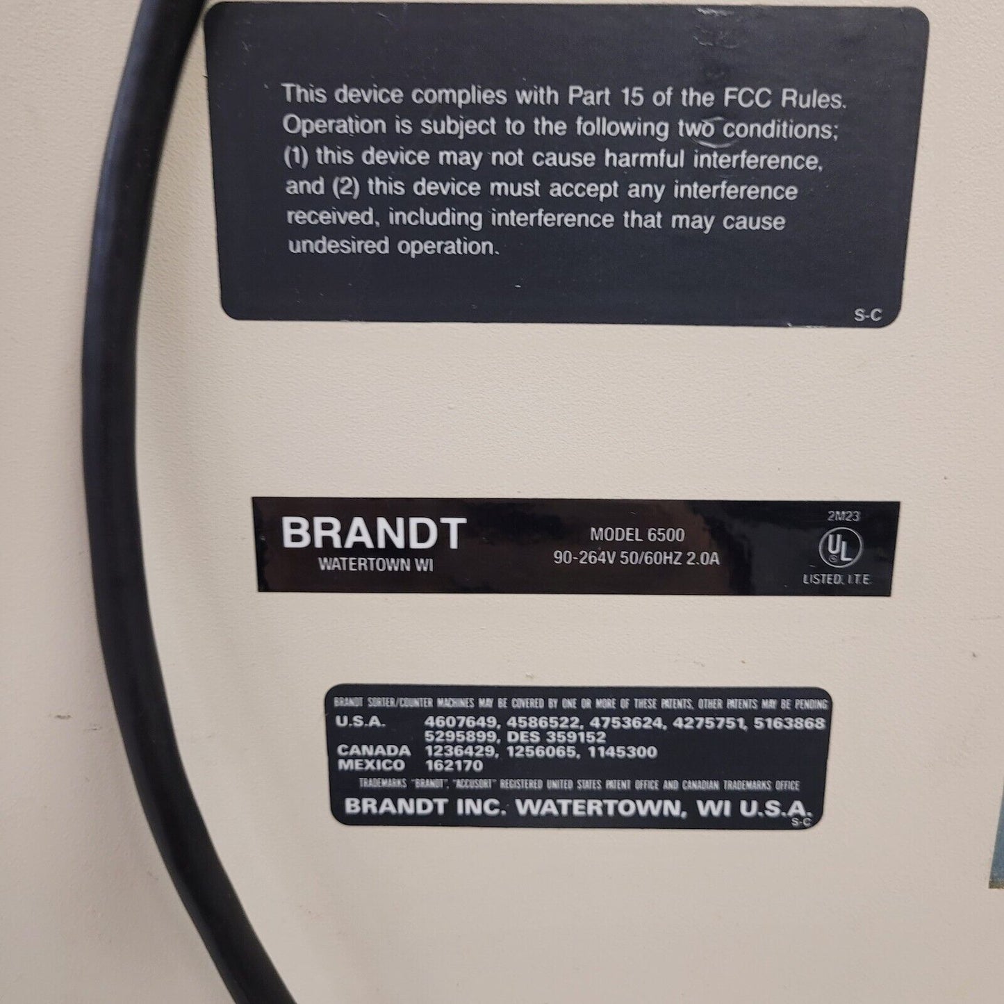 Brandt 6500 Coin Sorter $1, 50c, 25c, 10c, 5c, 1c With Coin Bags Tested Works