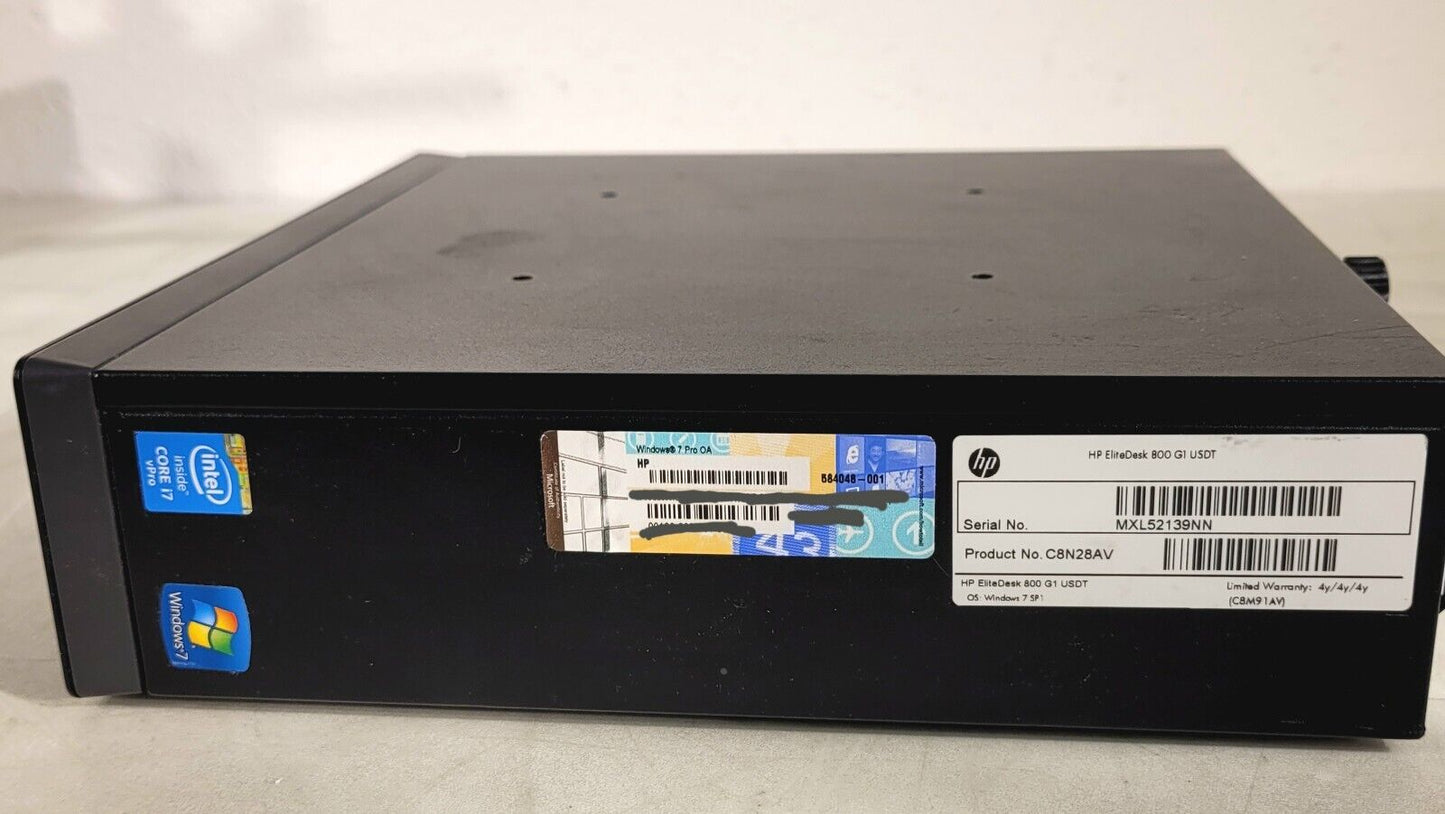 HP EliteDesk 800 G1 USDT Desktop 3.2Ghz CPU 8GB Ram 256GB SSD Core i7 vPro