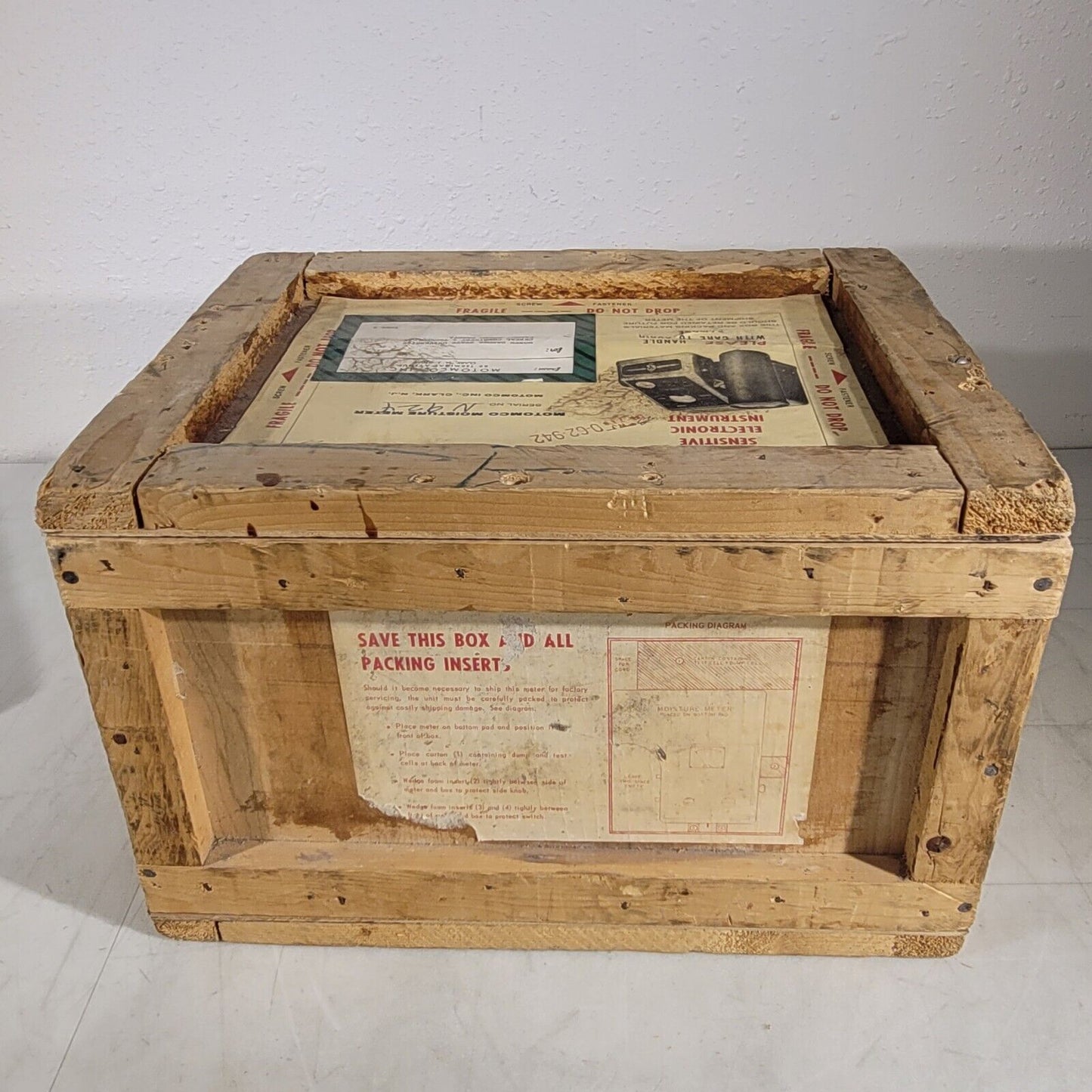 Vintage Wooden Crate 14.5"X11.25"X8. 75" Interior Dimensions