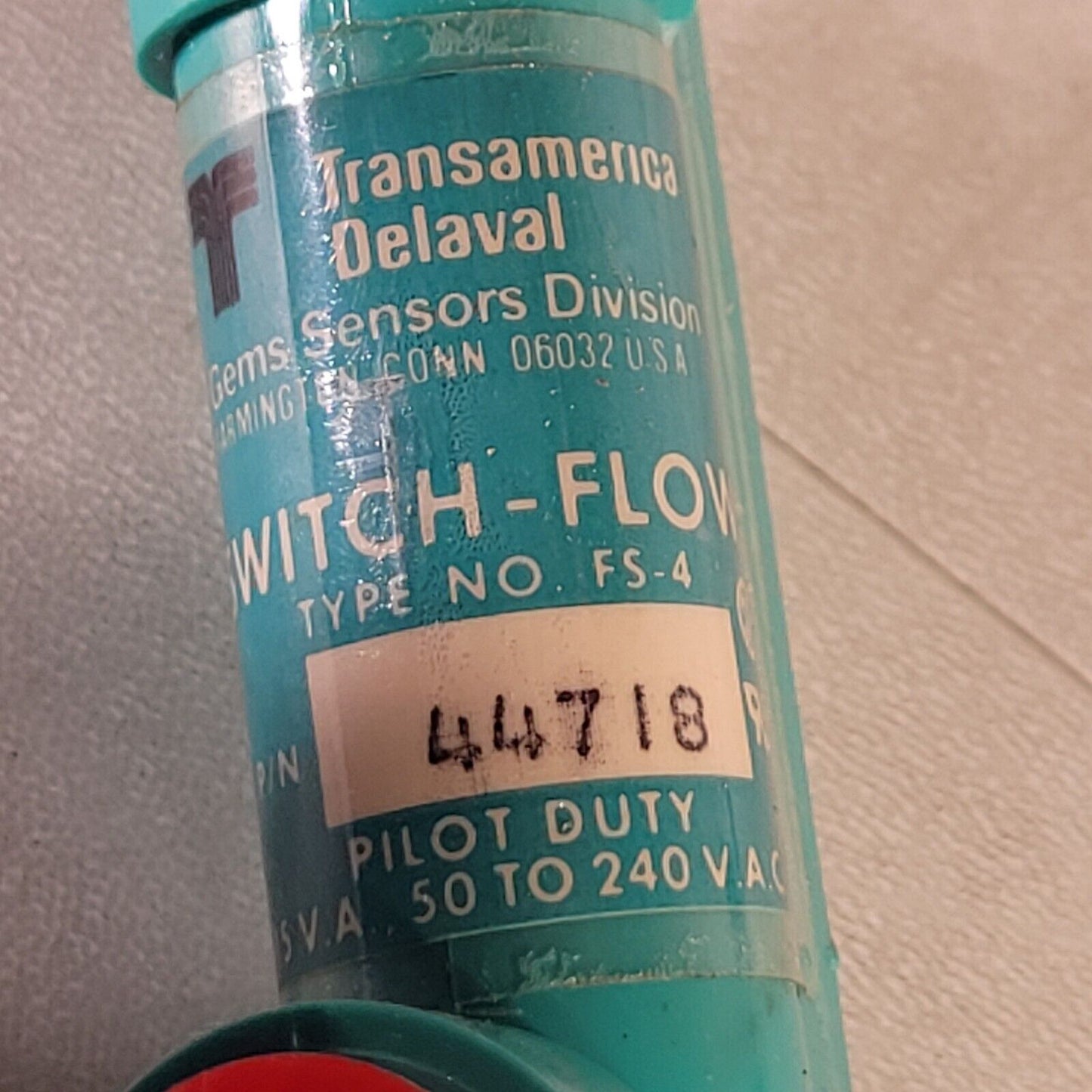 Transamerica Delaval Gems Sensors Switch-Flow FS-4 44718 Flow Switch Pilot Duty