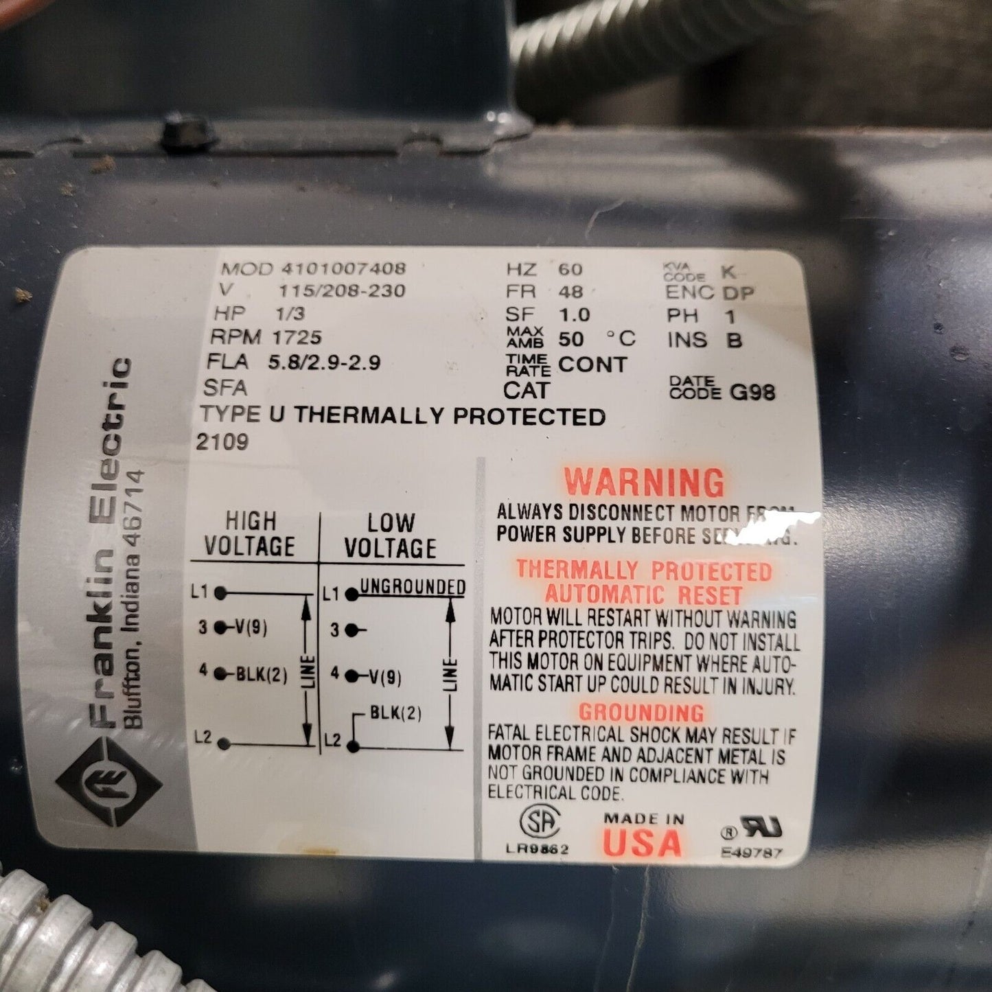 Haskris R100 Water Recirculating Chiller Pump 208/230v