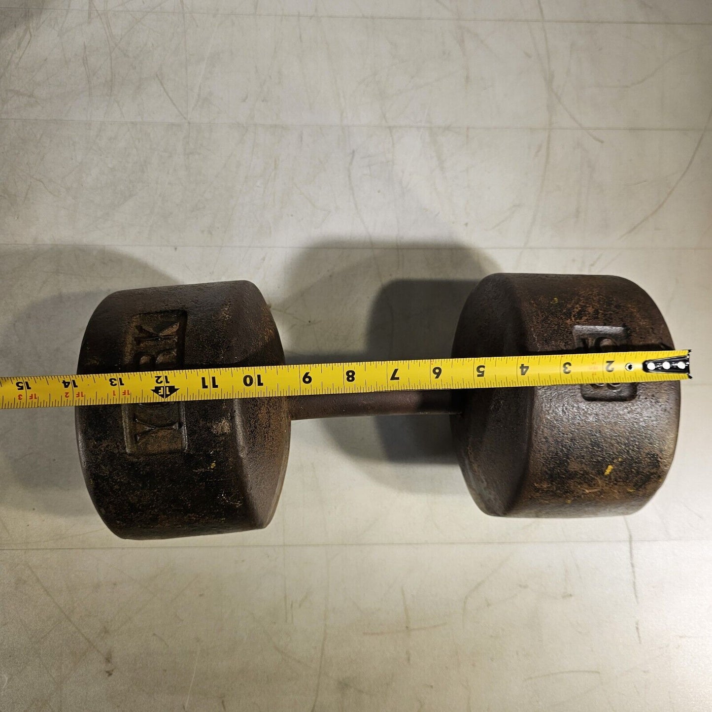 Vintage York 85lb SINGLE Cast Iron Ben Dumbbell USA Rare Roundhead Weight