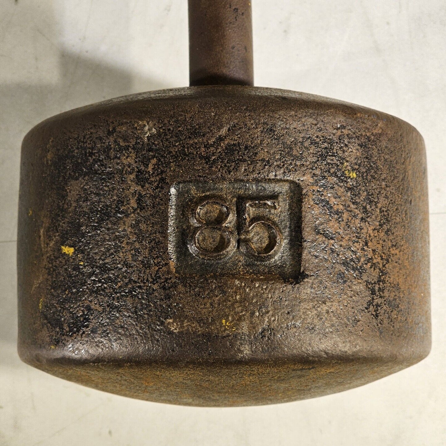 Vintage York 85lb SINGLE Cast Iron Ben Dumbbell USA Rare Roundhead Weight