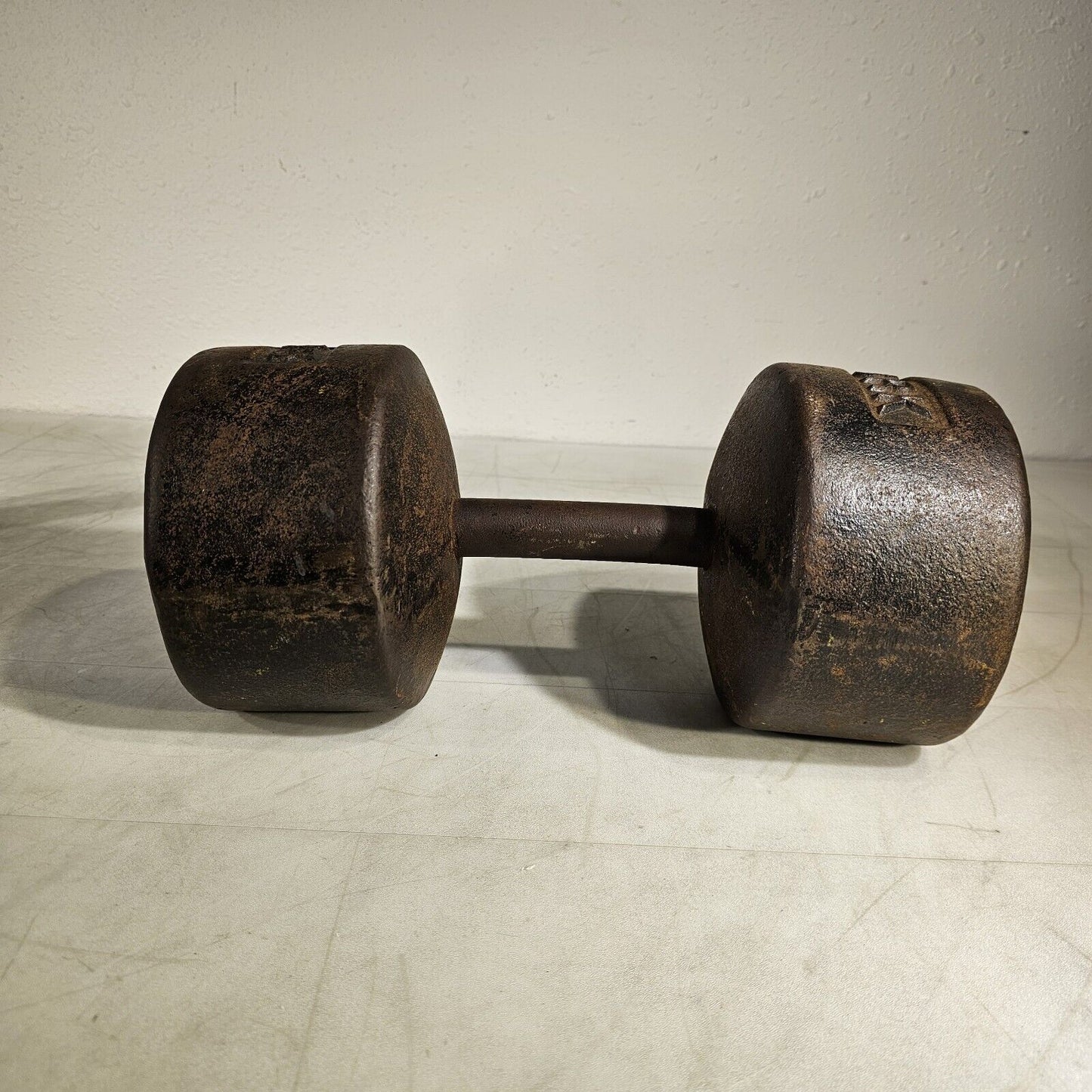 Vintage York 85lb SINGLE Cast Iron Ben Dumbbell USA Rare Roundhead Weight