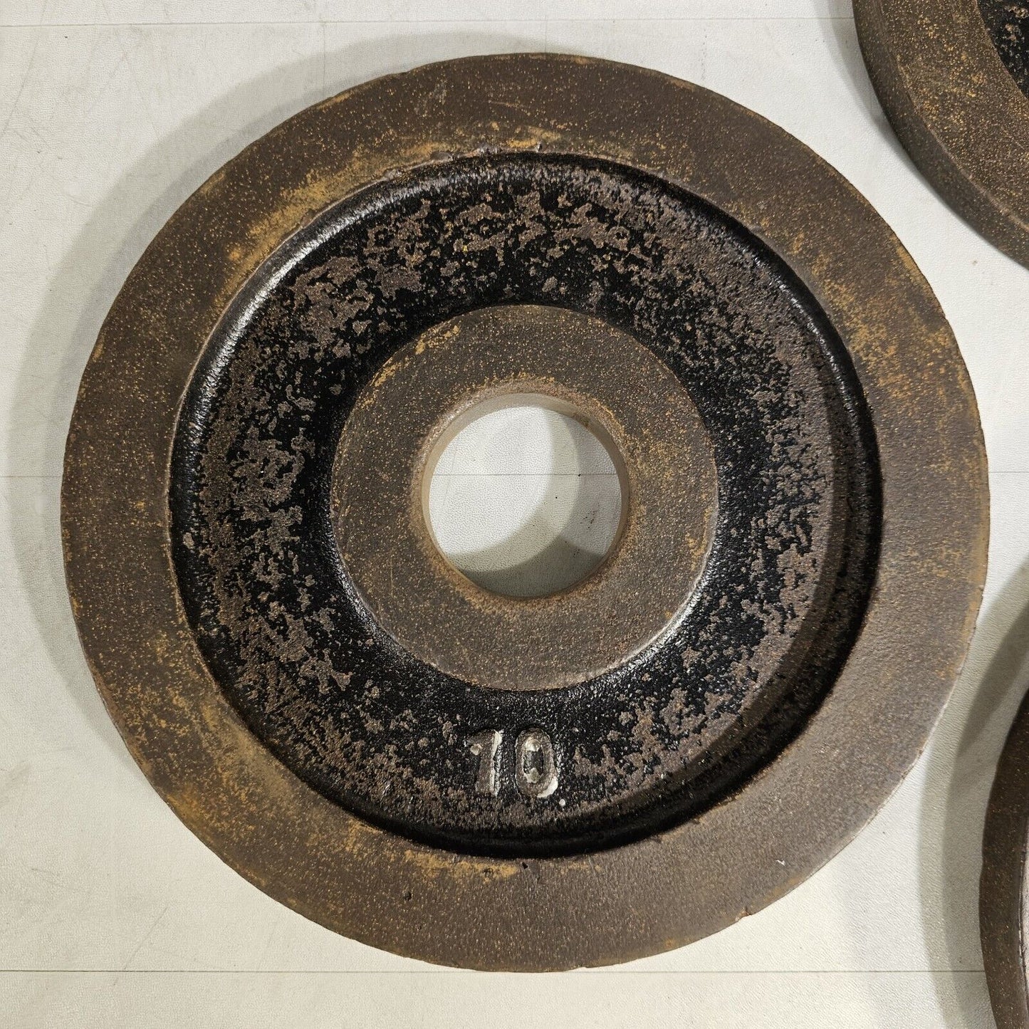 Vintage Set Of 3 Olympic Barbell 2" Cast Iron 2x 10lb 1x 5lb Pre