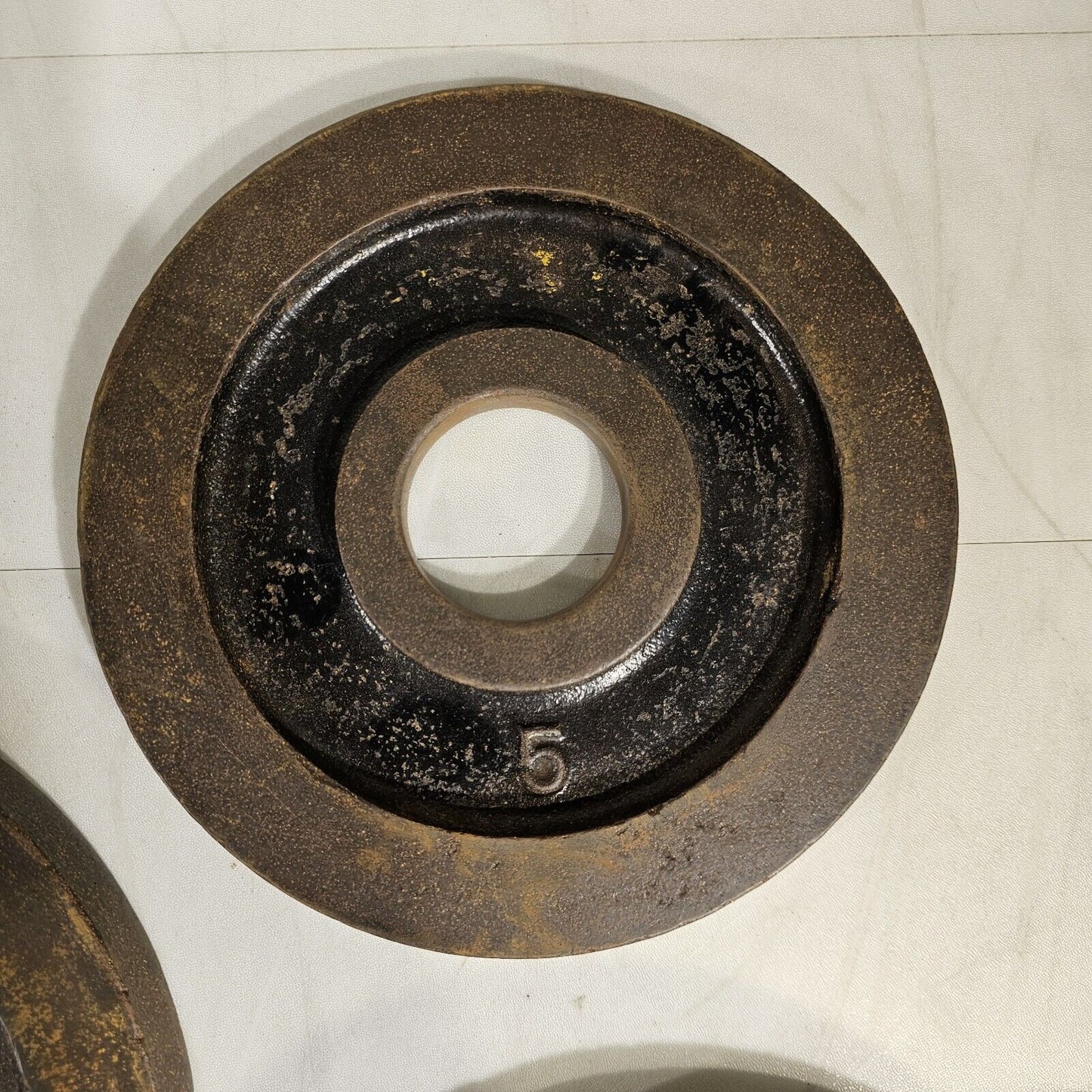 Vintage Set Of 3 Olympic Barbell 2" Cast Iron 2x 10lb 1x 5lb Pre