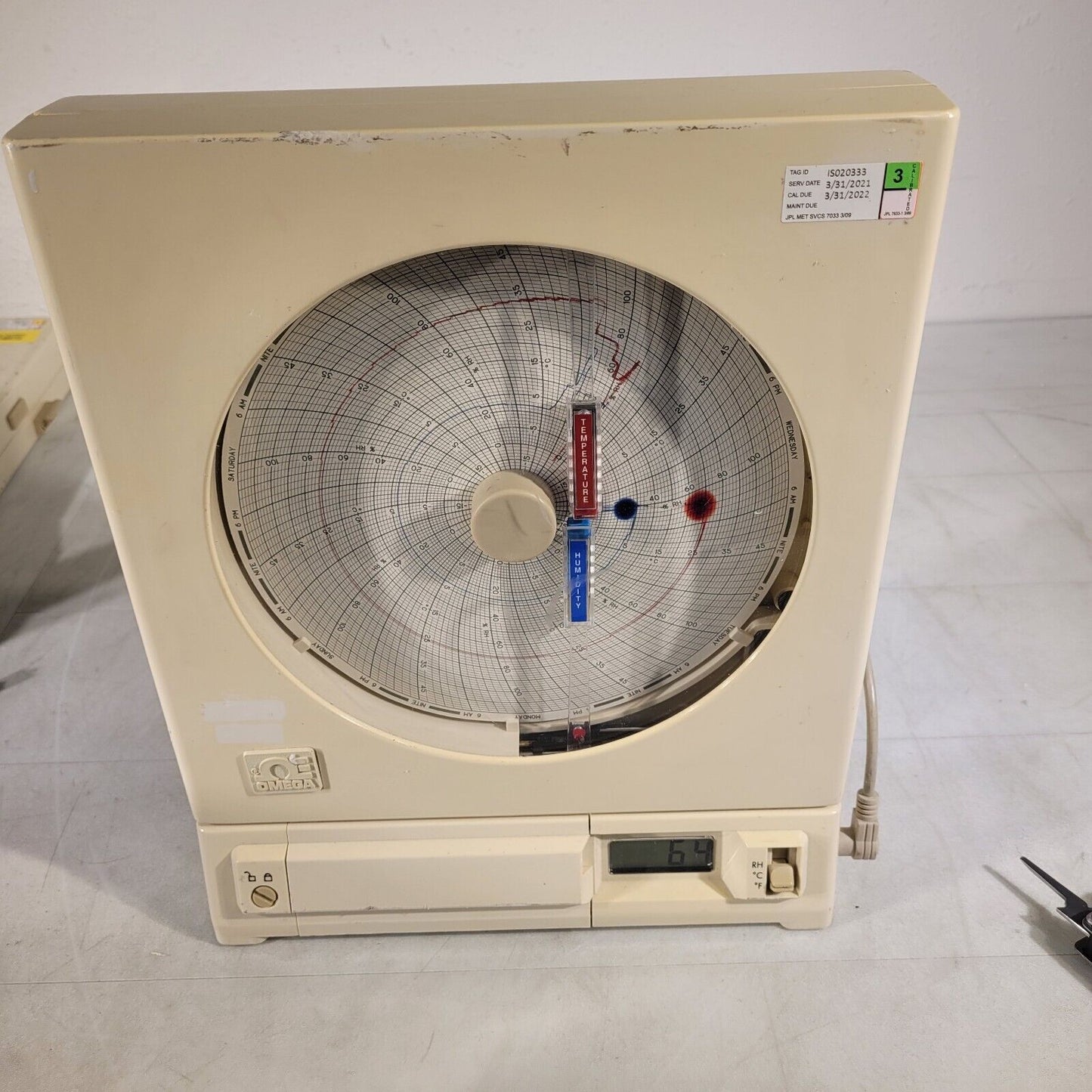 Omega CT485B Temperature Humidity Data Chart Recorder With Probe