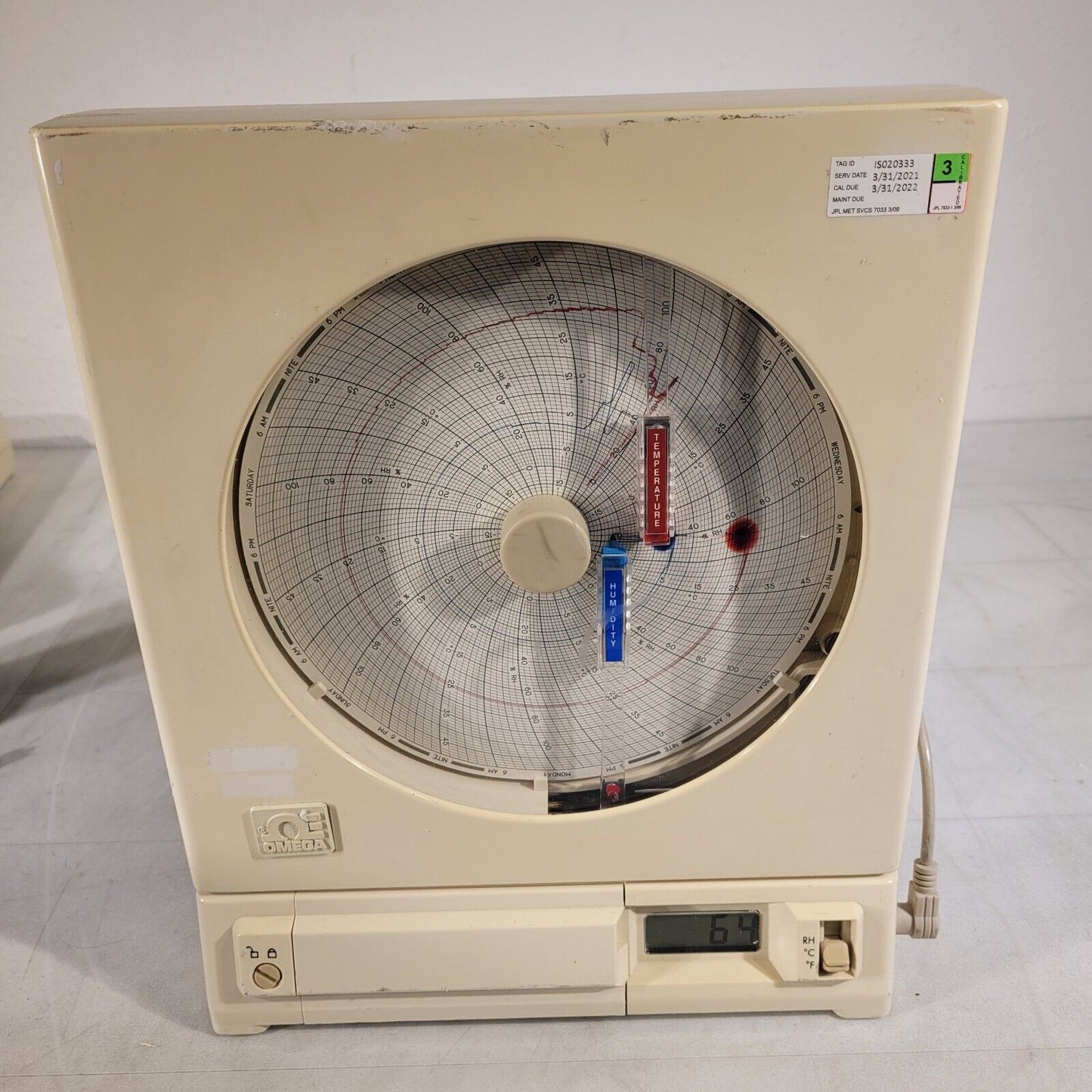 Omega CT485B Temperature Humidity Data Chart Recorder With Probe