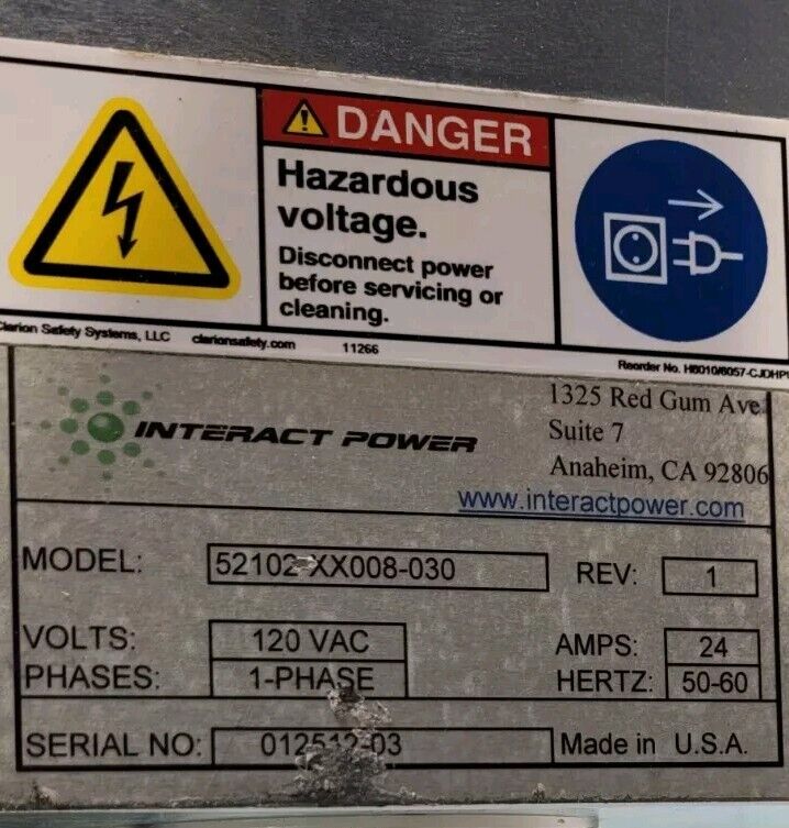 Interact Power 52102-XX008-030 Power Distribution Unit PDU 120V w/ Breaker