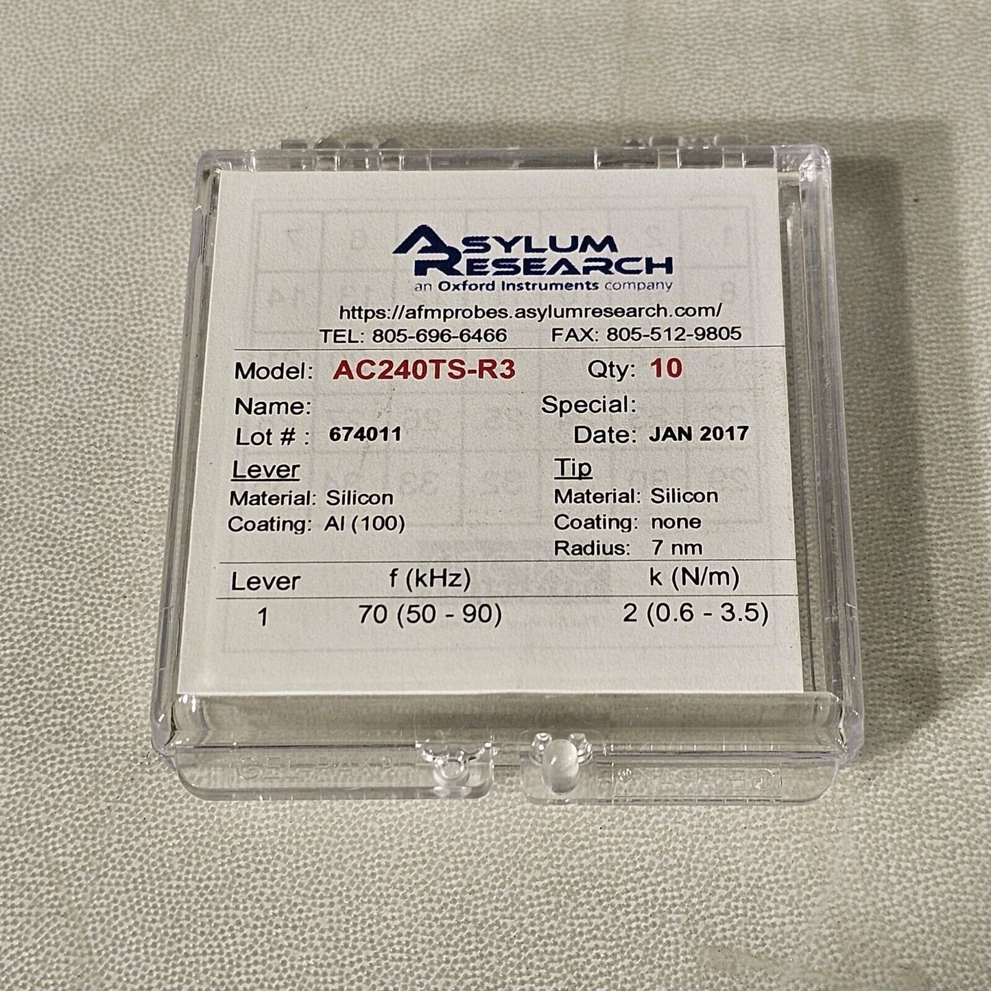 Asylum Research Oxford AC240TS-R3 AFM Tip Probe AC Mode Silicon 70kHz 2 N/m OMCL
