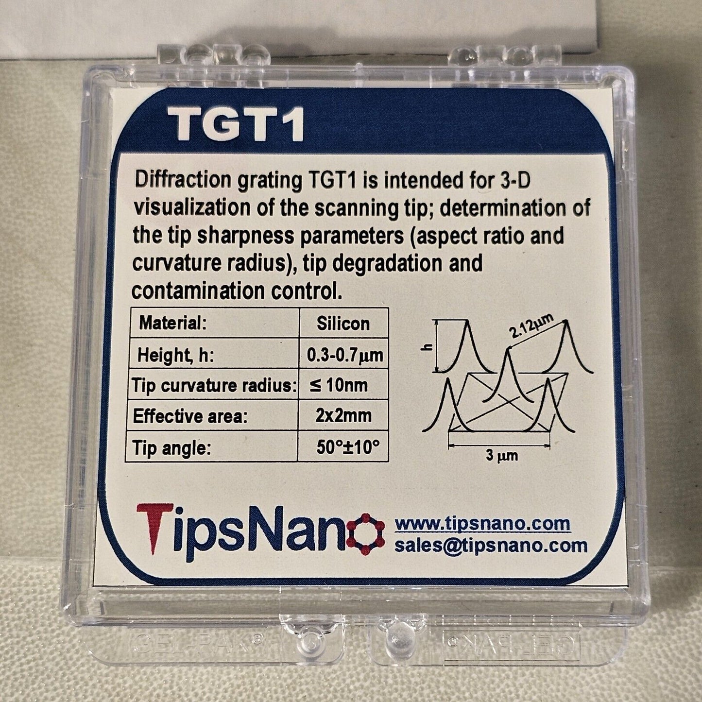 TipsNano TGT1 SPM Tip Diffraction Grating Tip Sharpness Silicon Grid Array NTMDT