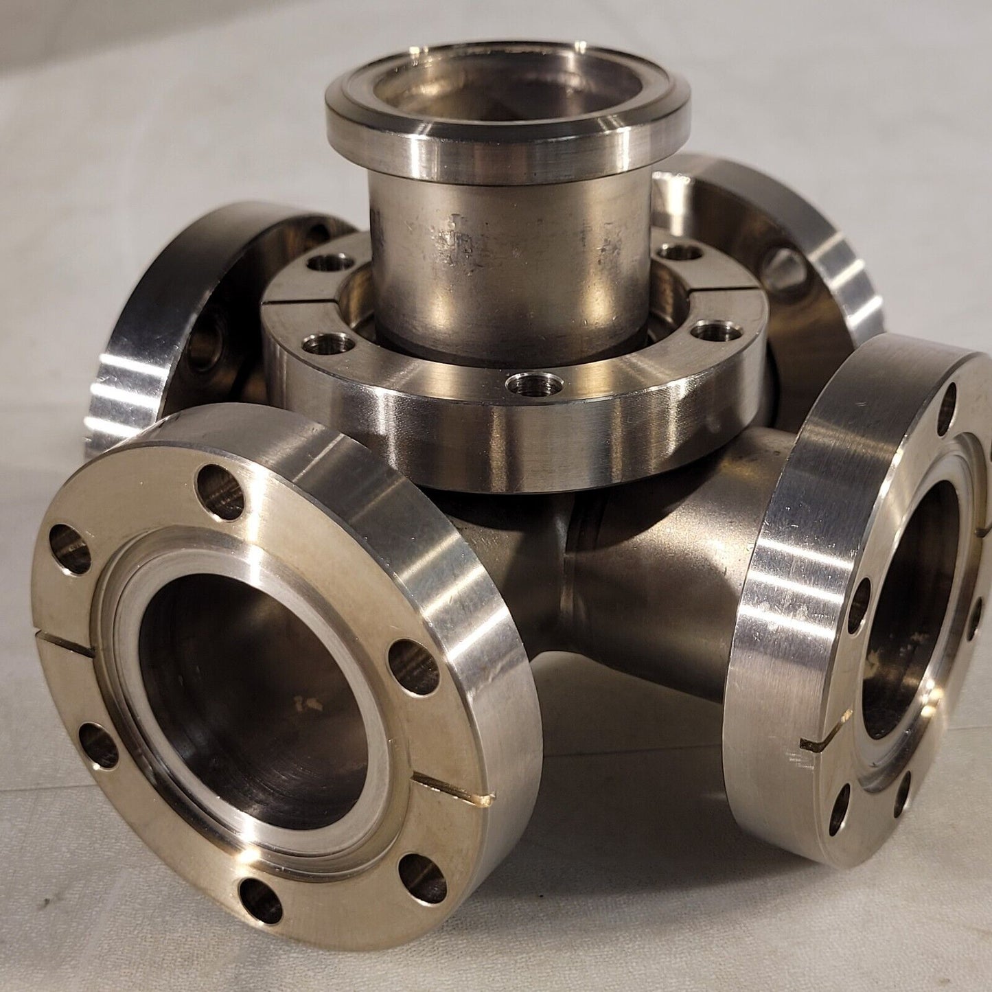 2.75" Conflat DN35CF 5-Way Cross Connector 3 Flanges Rotatable 2 Fixed SS