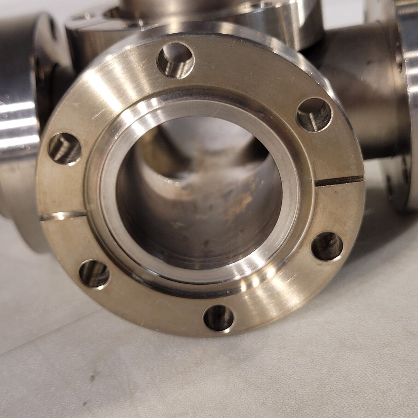 2.75" Conflat DN35CF 5-Way Cross Connector 3 Flanges Rotatable 2 Fixed SS