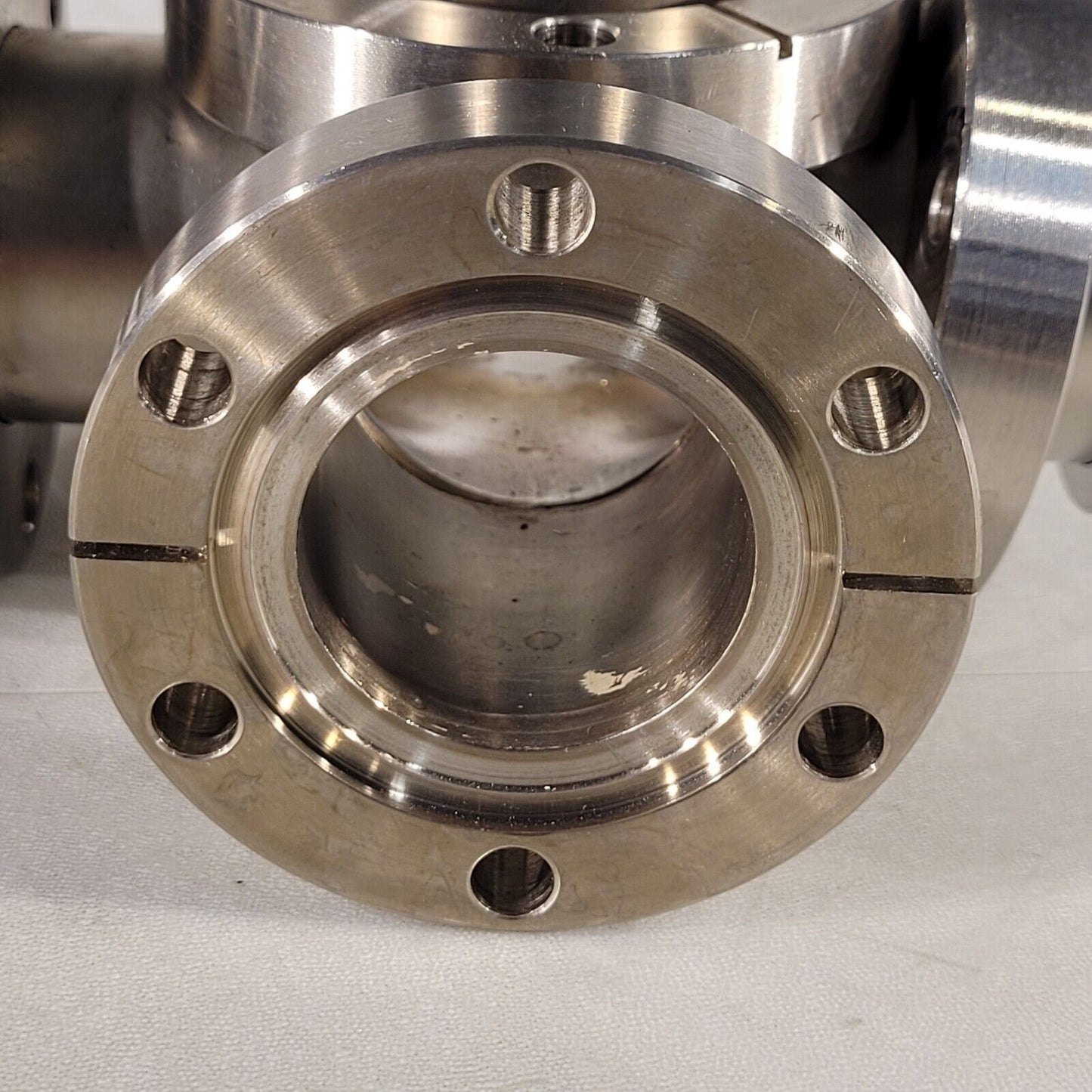 2.75" Conflat DN35CF 5-Way Cross Connector 3 Flanges Rotatable 2 Fixed SS