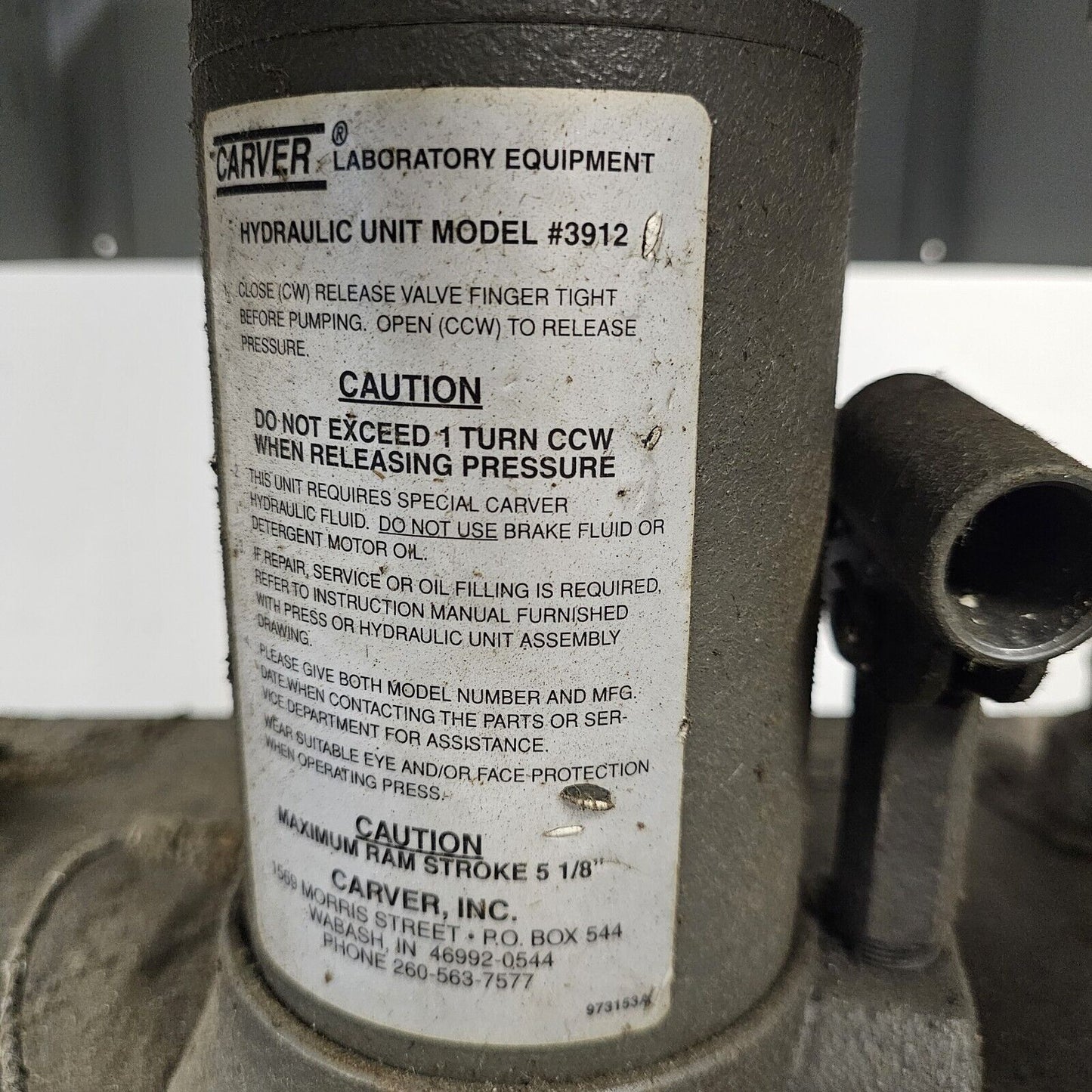 Carver Hydraulic Press NEEDS WORK Hydraulic Unit 3912