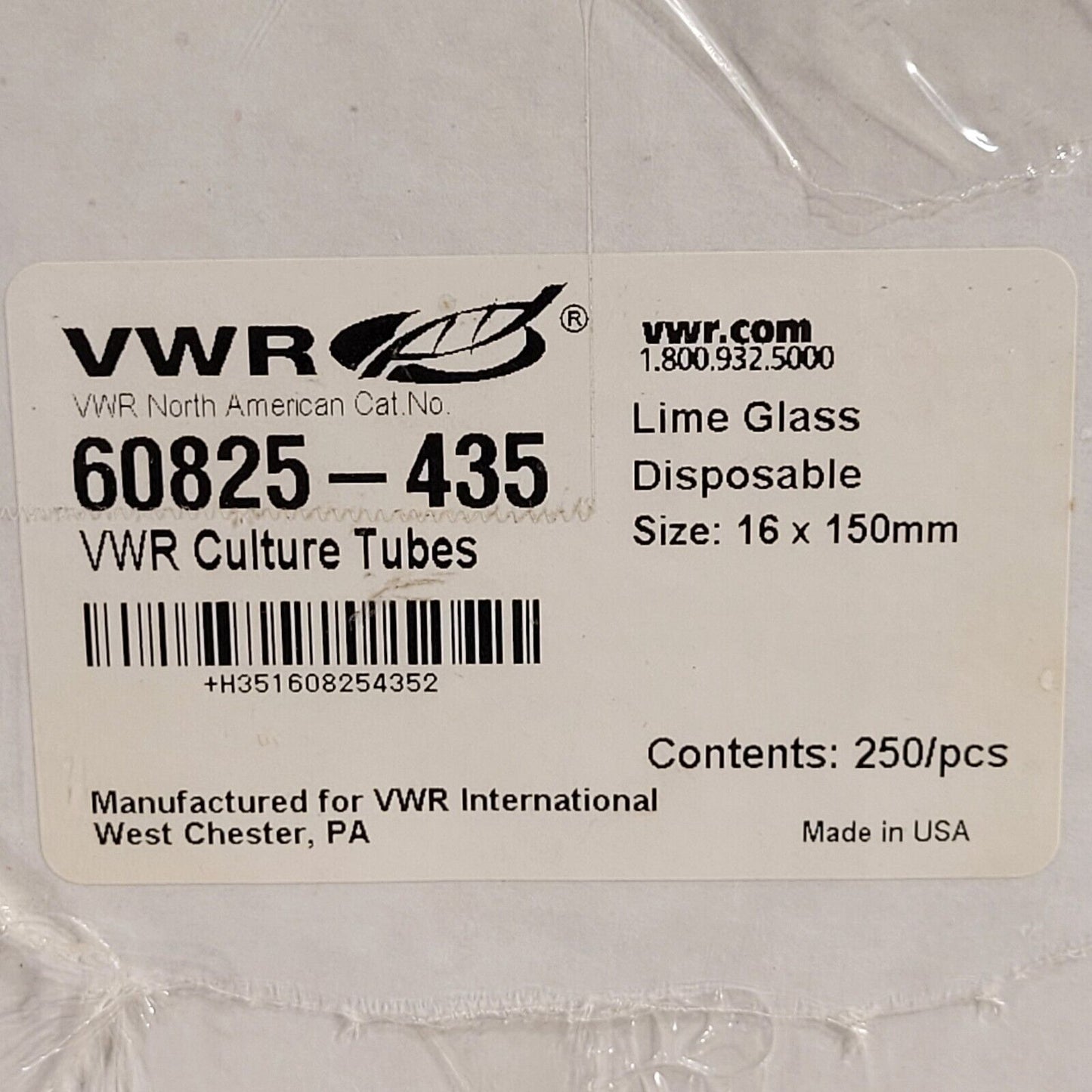 VWR 60825-435 Culture Tubes 16×150mm Approximately 150 Tubes Disposable