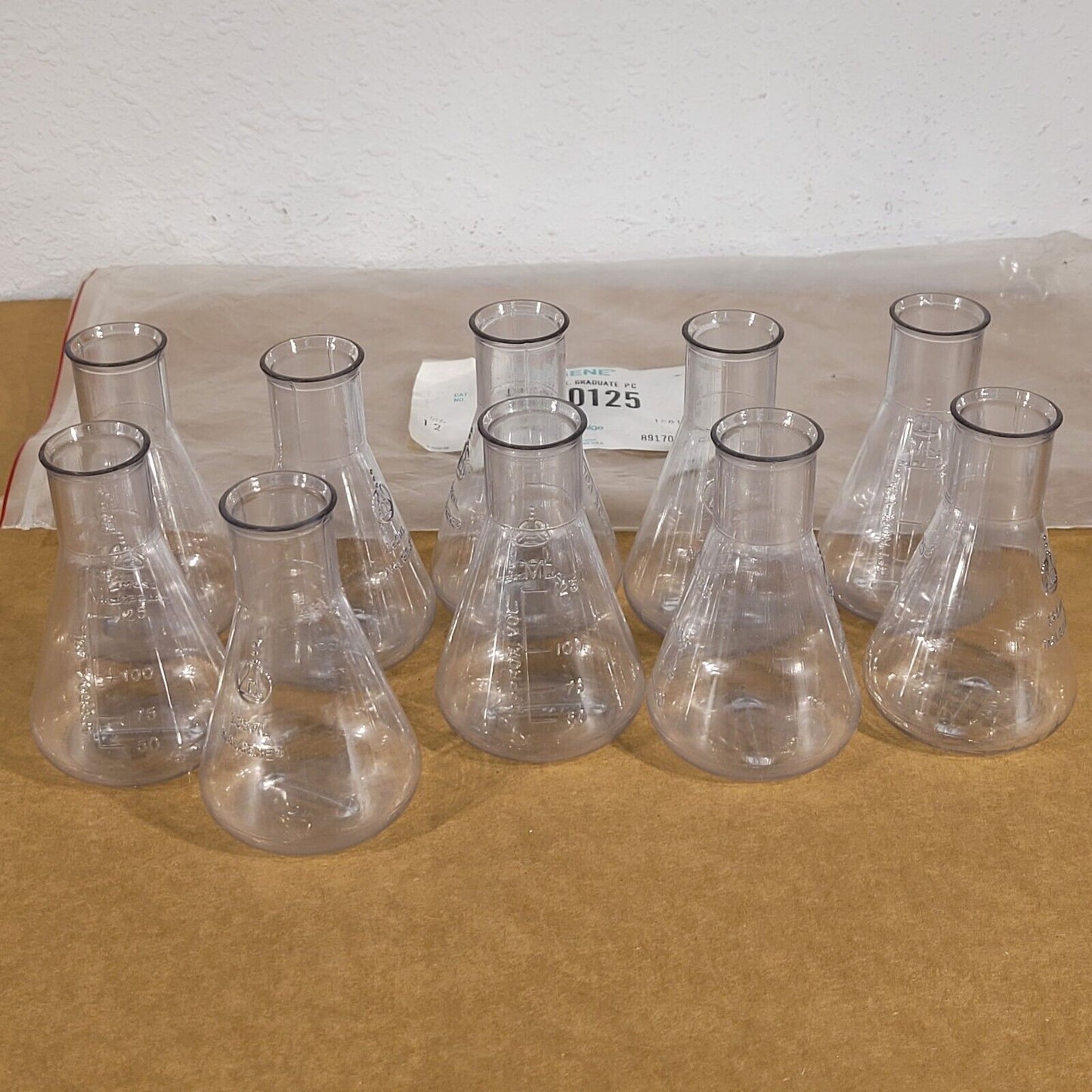 Lot Of 10 Nalgene 4103-0125 Erlenmeyer Flask 125ml Graduate PC Plastic