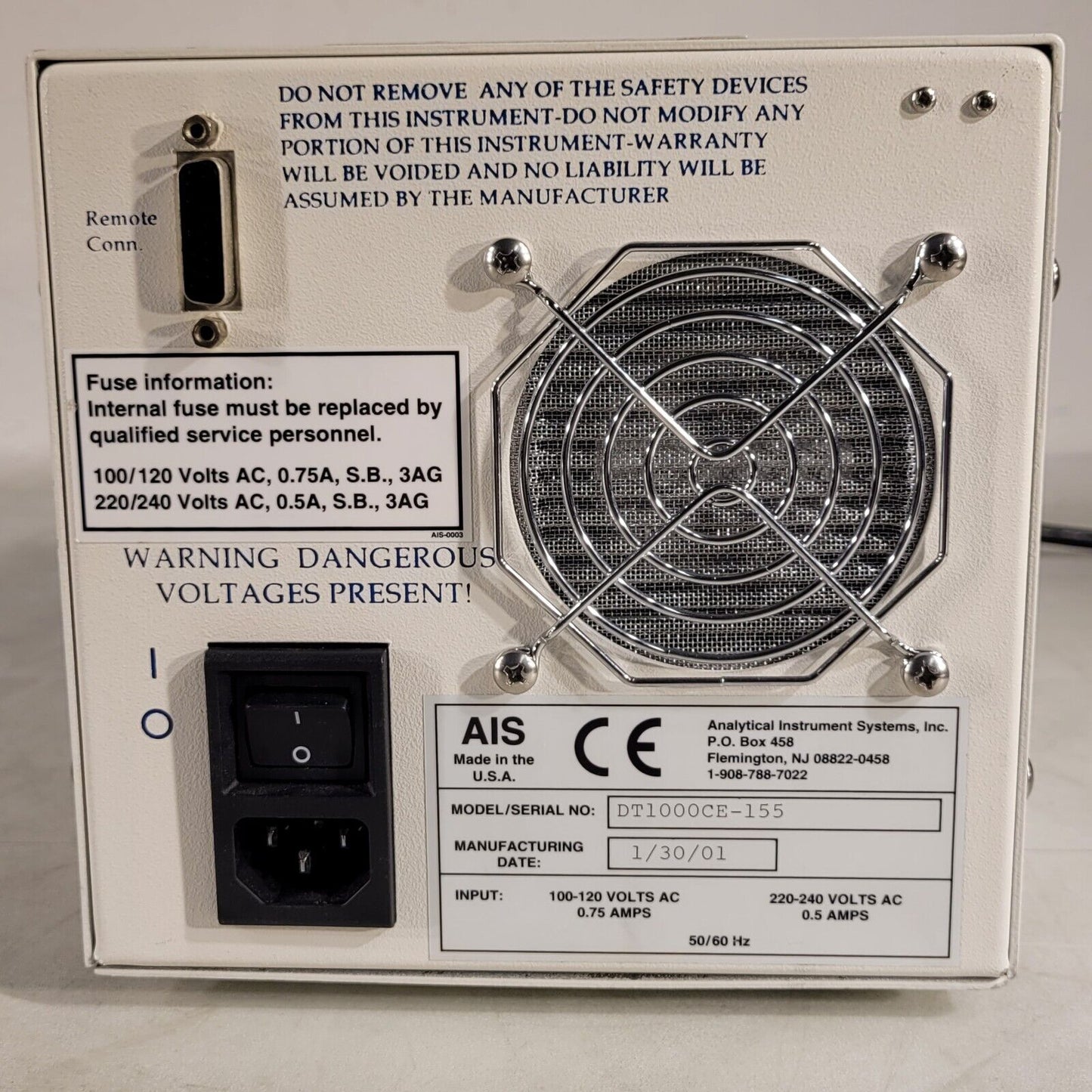 Analytical Instruments Systems DT 1000 CD UV/VIS Light Source Tested SMA905