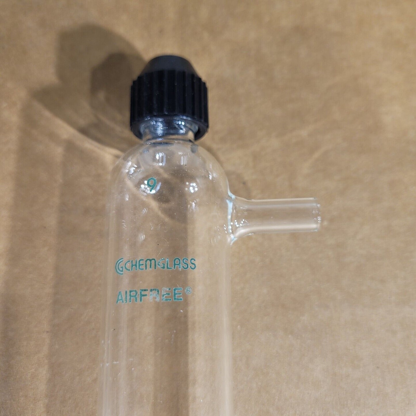 Chemglass 9 Airfree Reservoir Schlenk Glass Tube w/ Cap