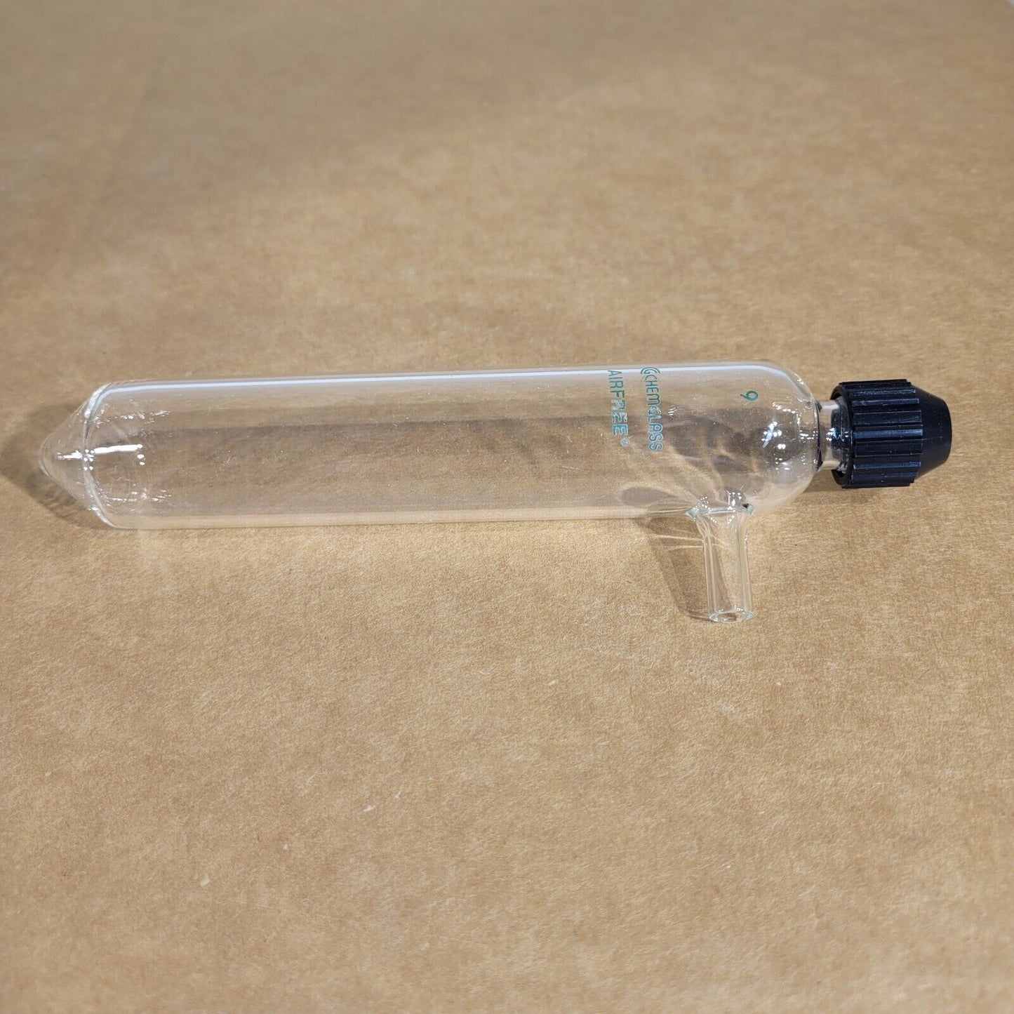 Chemglass 9 Airfree Reservoir Schlenk Glass Tube w/ Cap