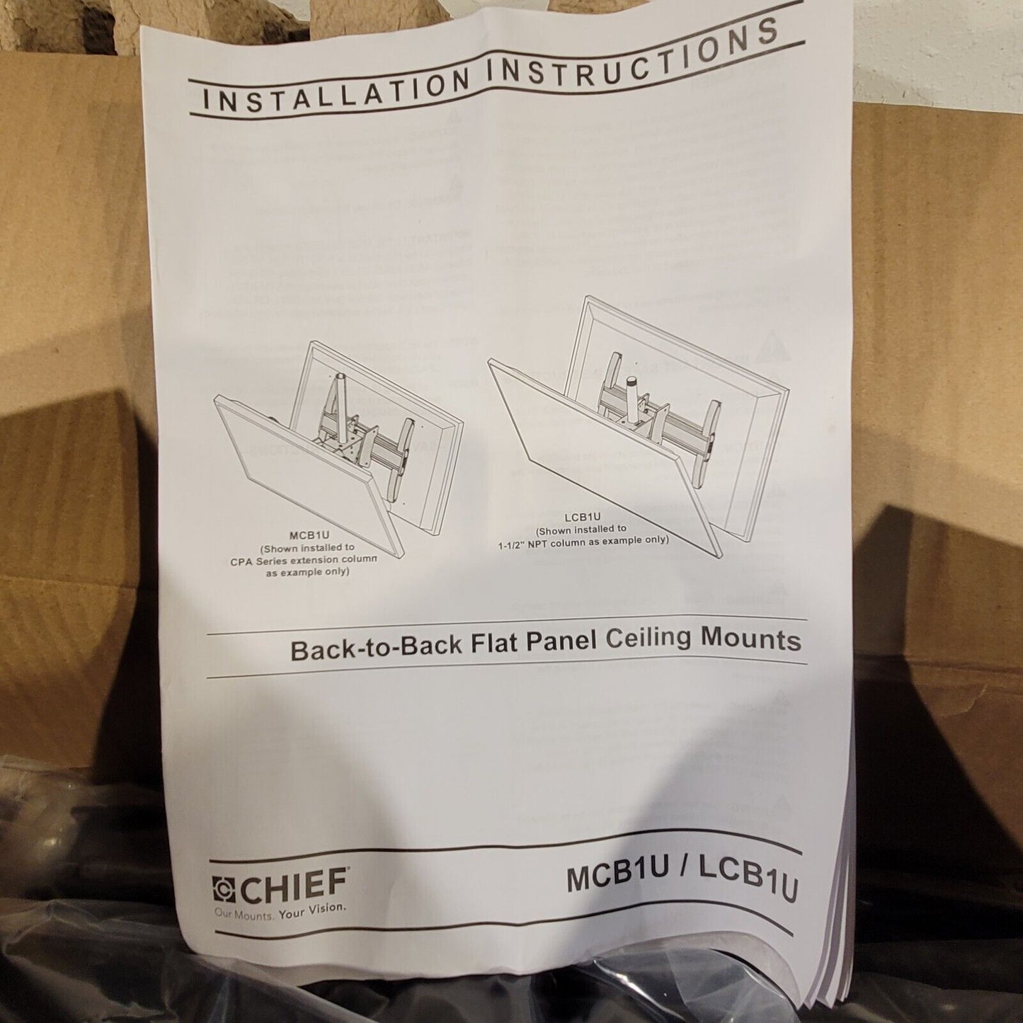 Chief MCB1U Back To Back Flat Panel Ceiling Mounts Black New Open Box