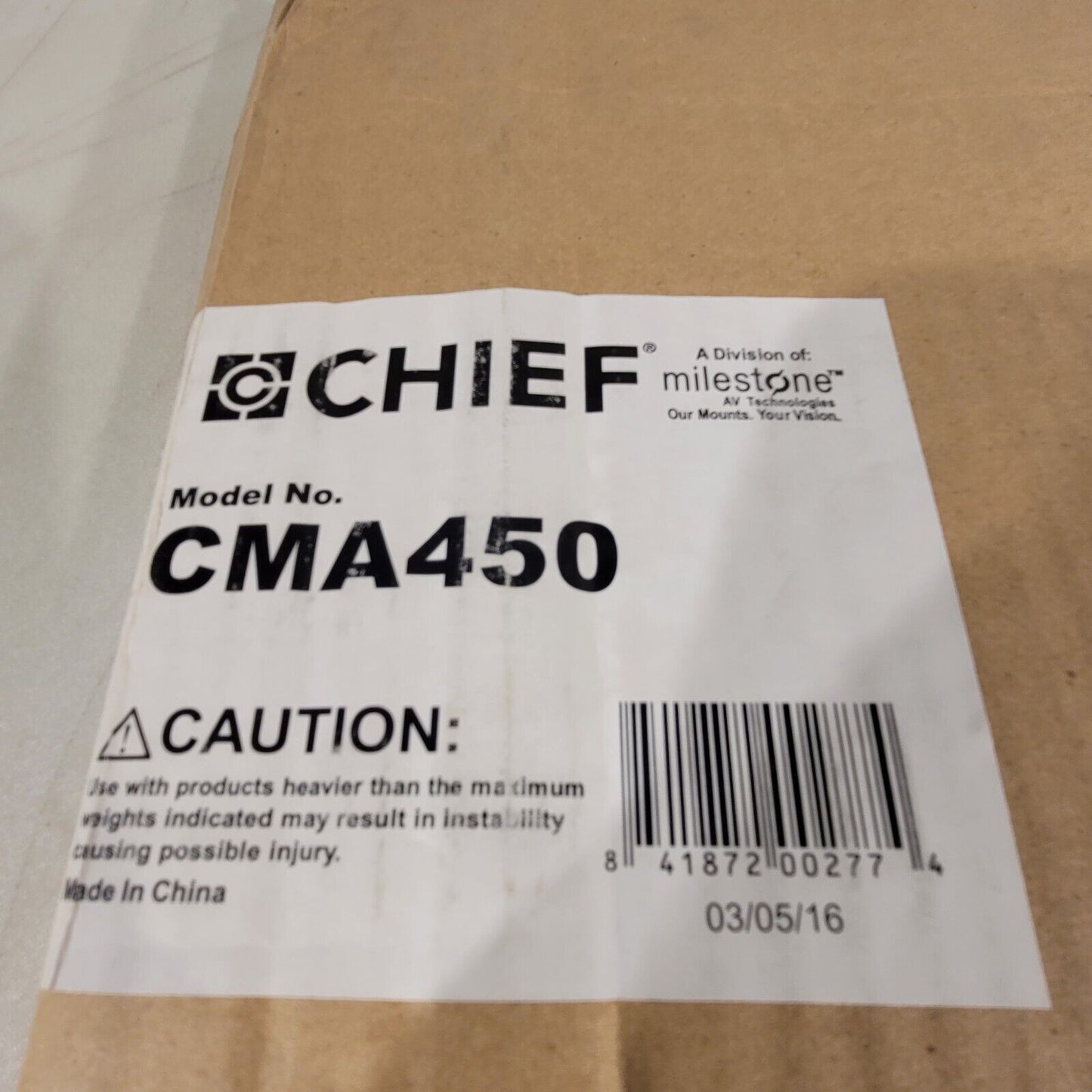 Chief CMA-450 Suspended Ceiling Kit 2 x 2' 250lb Capacity Suspension