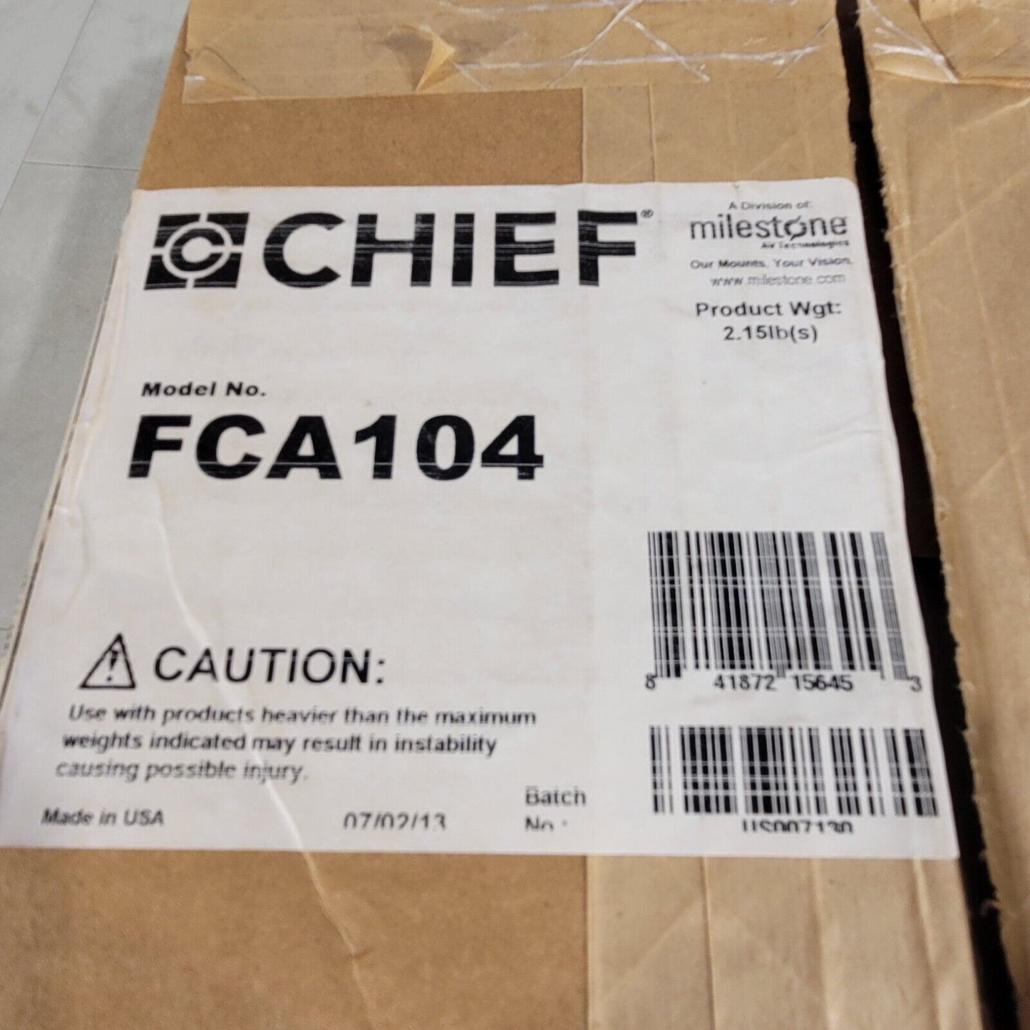 Chief FCA104 FUSION Component Shelf Extender, 20lbs Capacity New Open Box