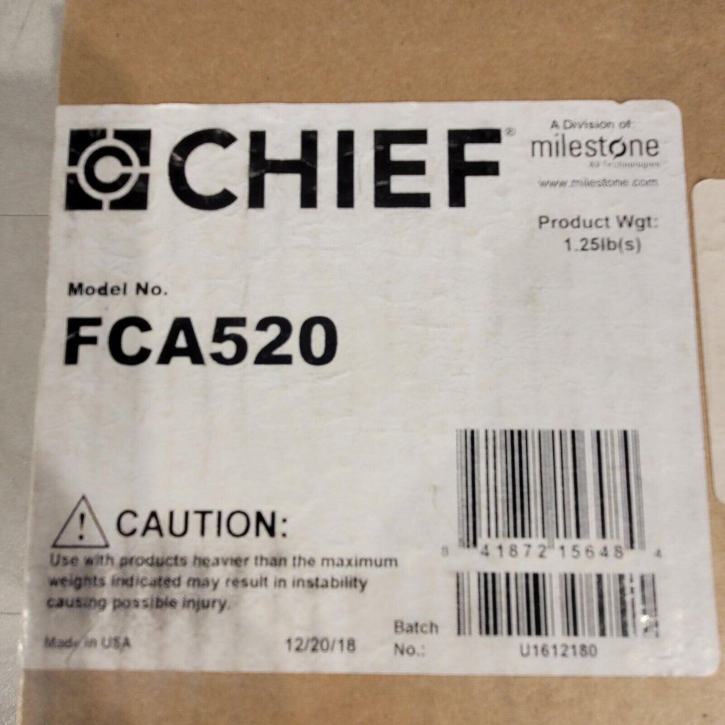 Chief FCA520 Fusion Universal Clamp Kit Set Of 2