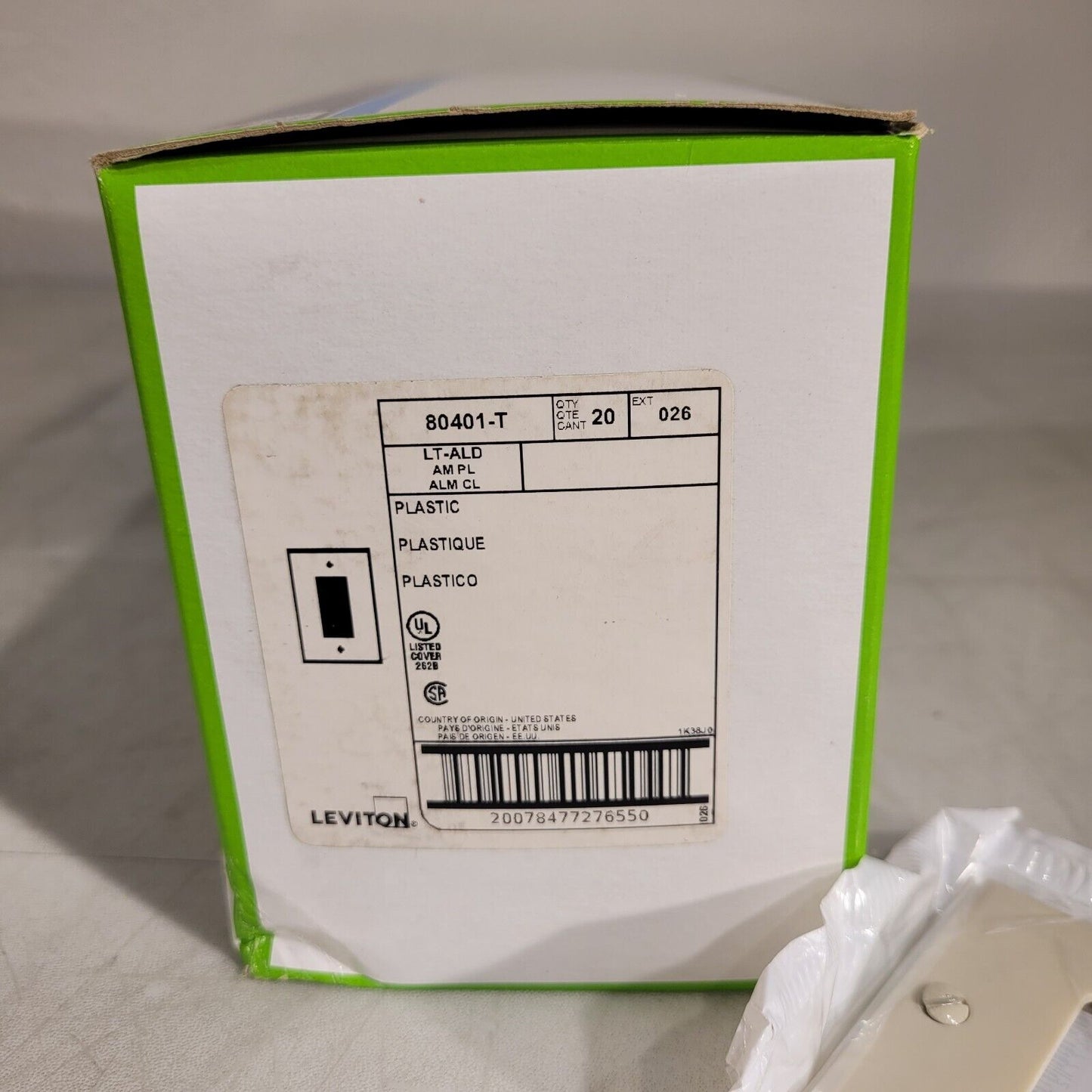 20-Pack Leviton 80401-T 1-Gang, Decora/GFCI Device Wallplate, Standard Almond