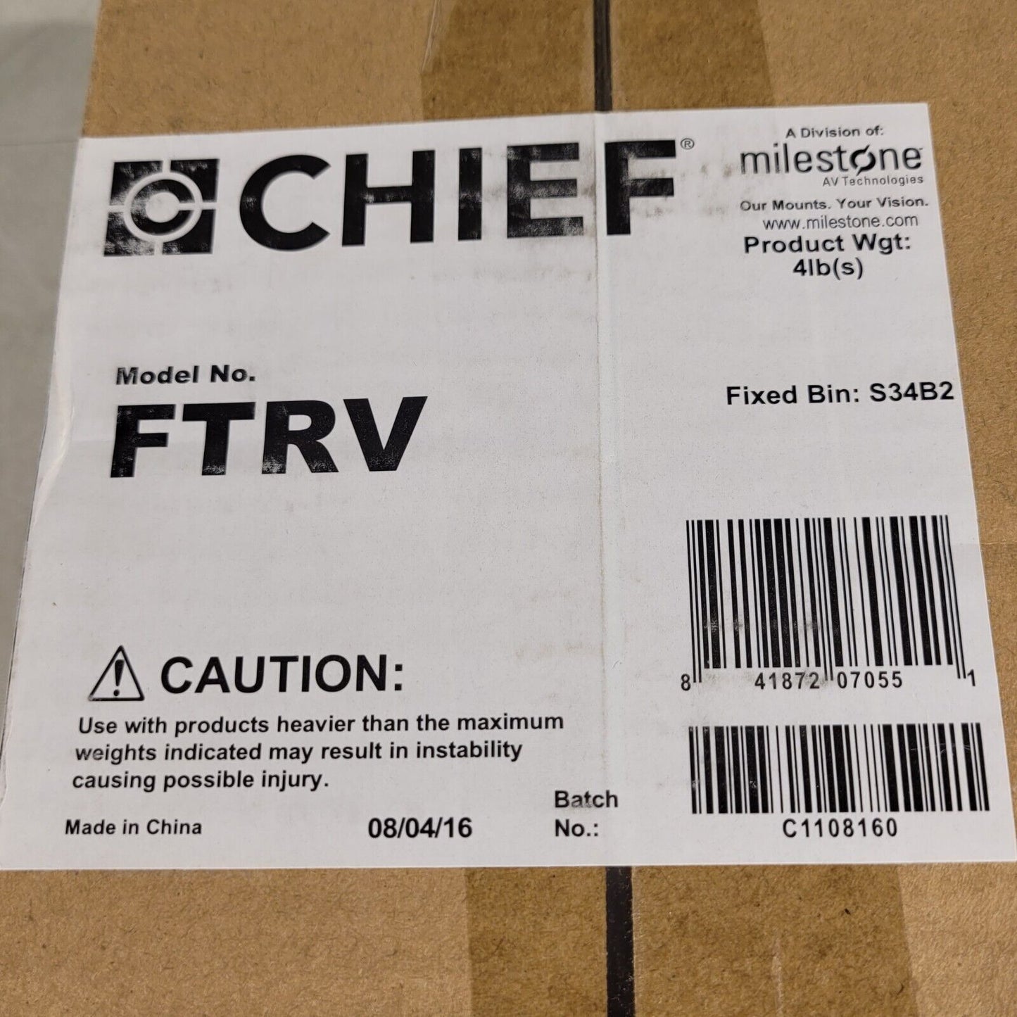 Chief FTRV Tilting Flat Panel Wall Mount for Displays up to 32"
