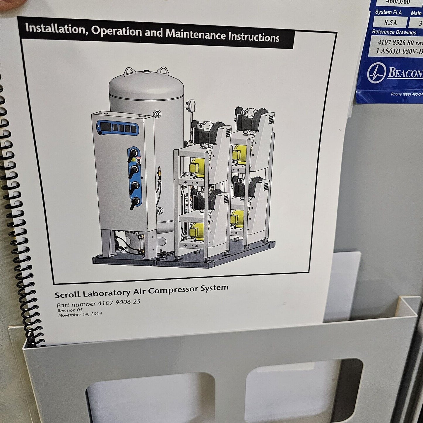 BeaconMedaes Duplex 3HP Oil-Less Scroll Laboratory Air Compressor System 460V