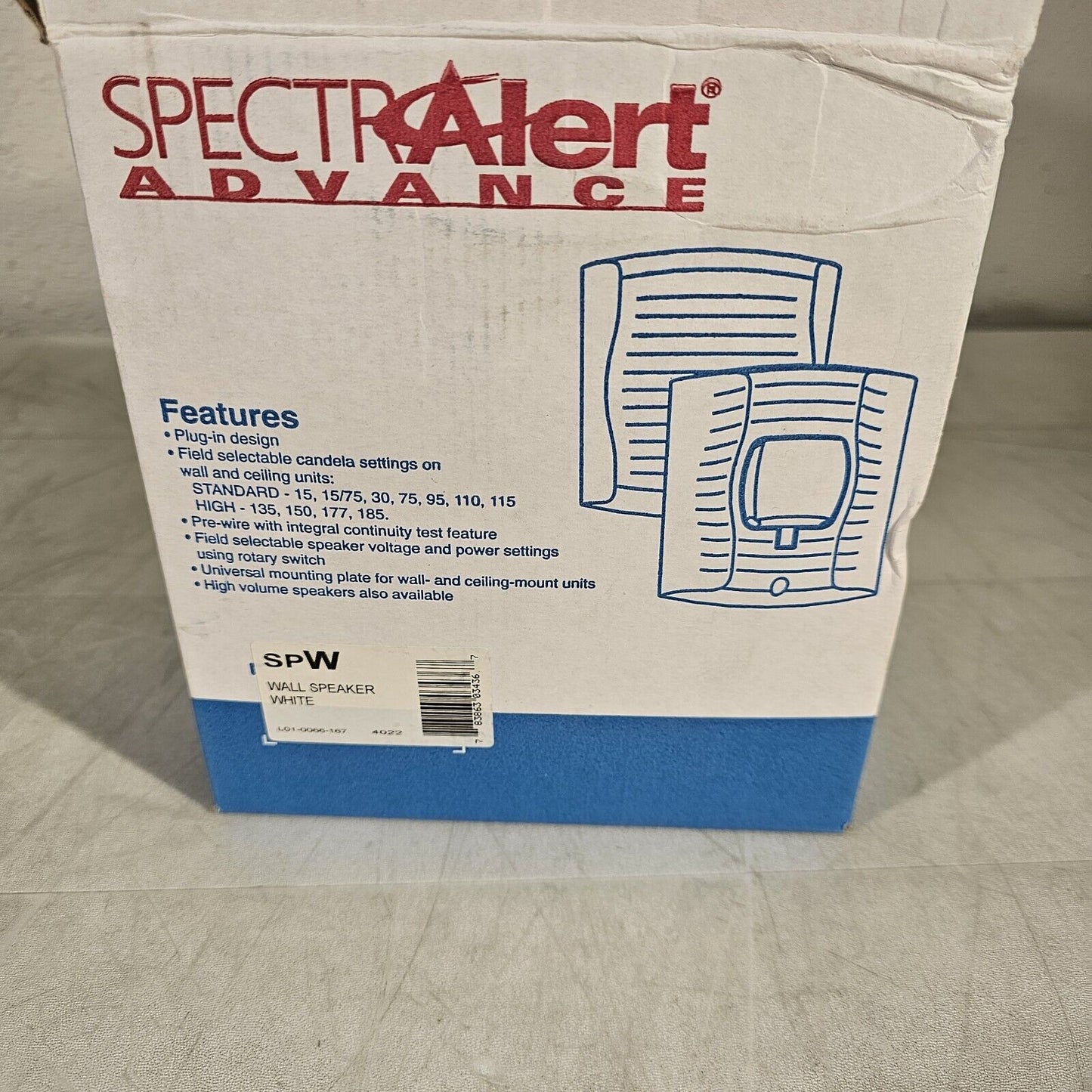 Honeywell System Sensor SpectrAlert SPW White Wall Speaker New In Box NOS