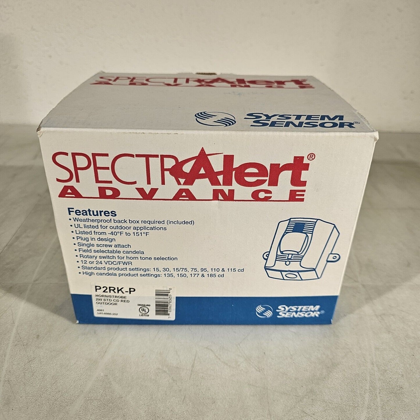 SpectrAlert System Sensor P2RK-P Fire Alarm Horn/Strobe 12/24 VDC Outdoor Red