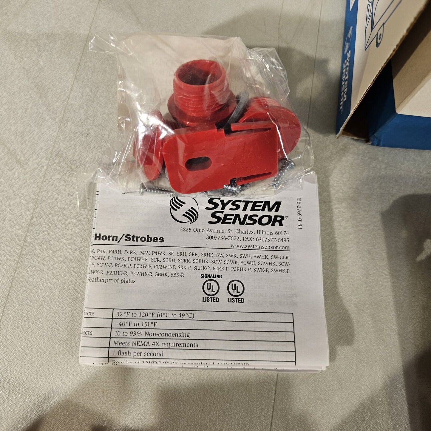 SpectrAlert System Sensor P2RK-P Fire Alarm Horn/Strobe 12/24 VDC Outdoor Red