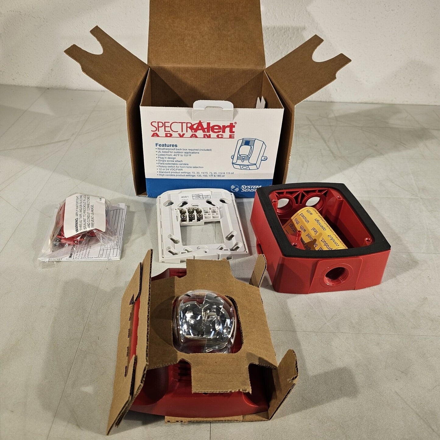 SpectrAlert System Sensor P2RK-P Fire Alarm Horn/Strobe 12/24 VDC Outdoor Red