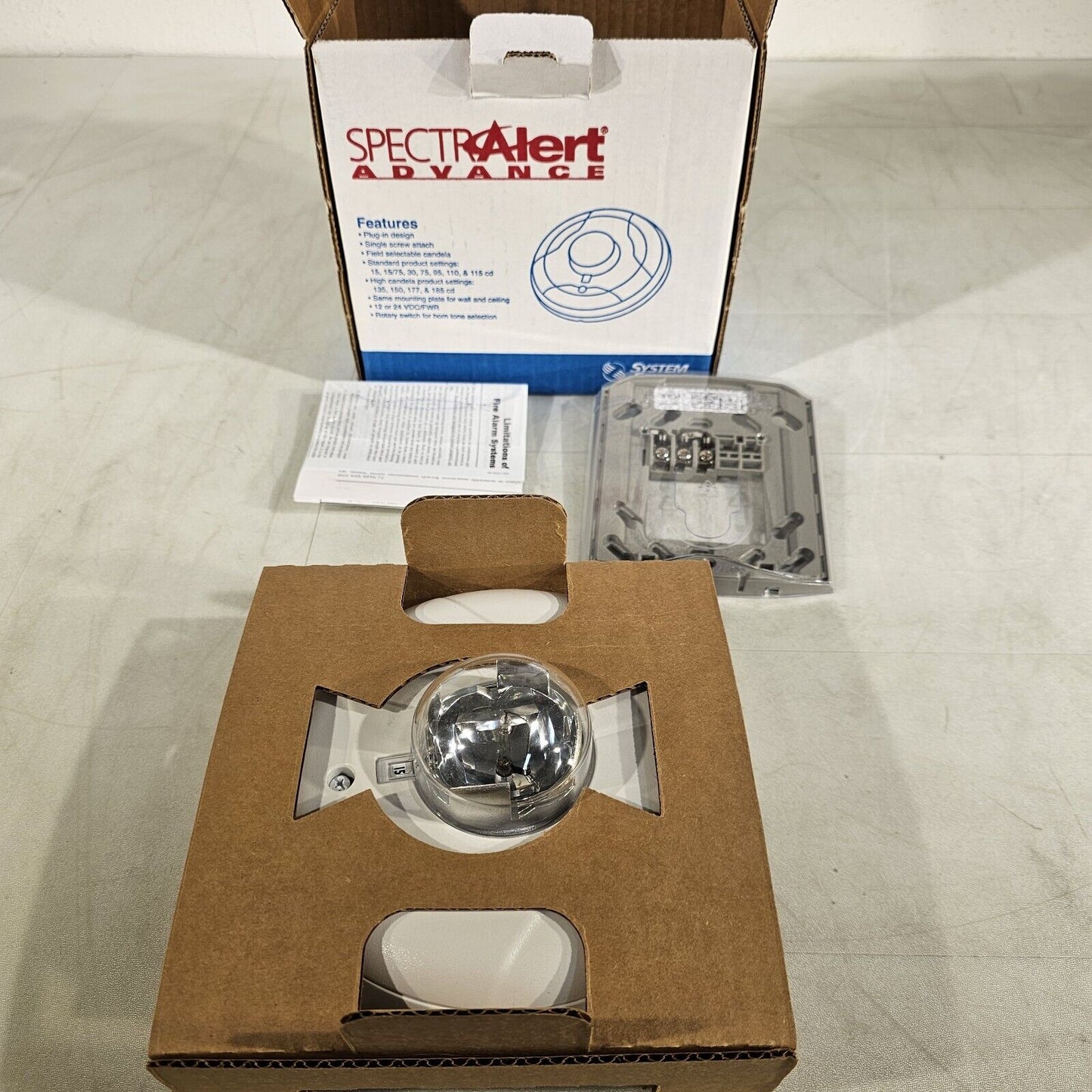 System Sensor SpectrAlert Advance SCW-P Fire Alarm Strobe Ceiling STD CD WHITE