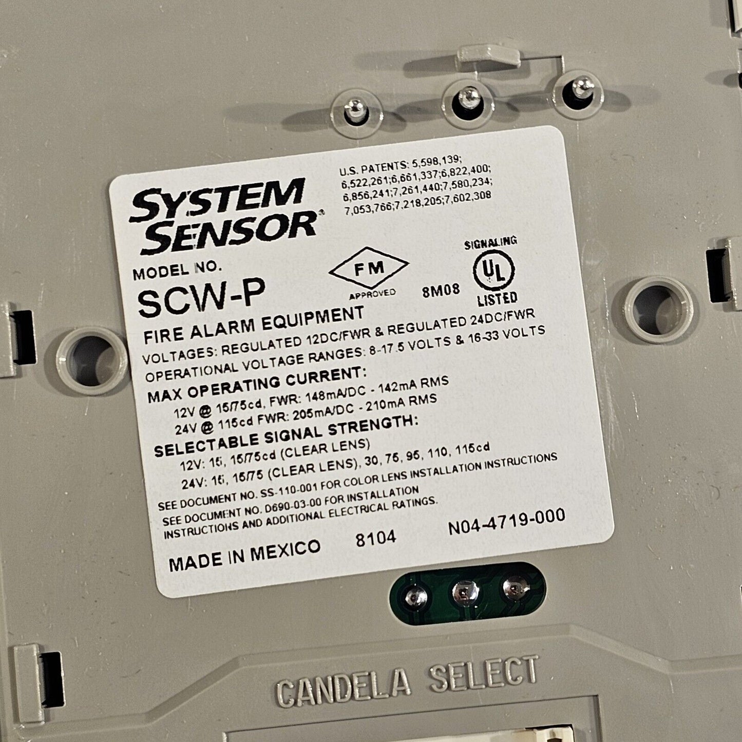 System Sensor SpectrAlert Advance SCW-P Fire Alarm Strobe Ceiling STD CD WHITE