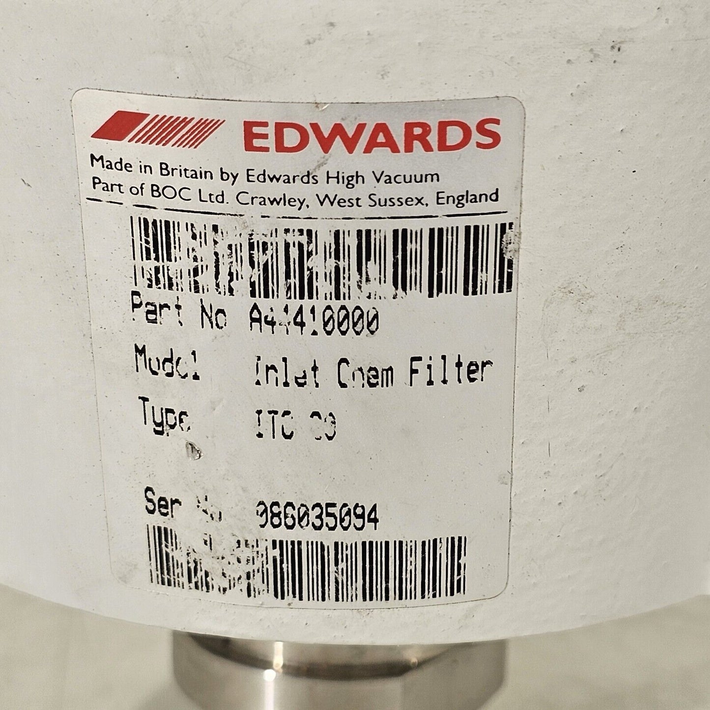 Edwards ITC20 Inlet Chemical Trap KF25 NW25 Vacuum Pump Pre-Filter ITC20K ITC 20