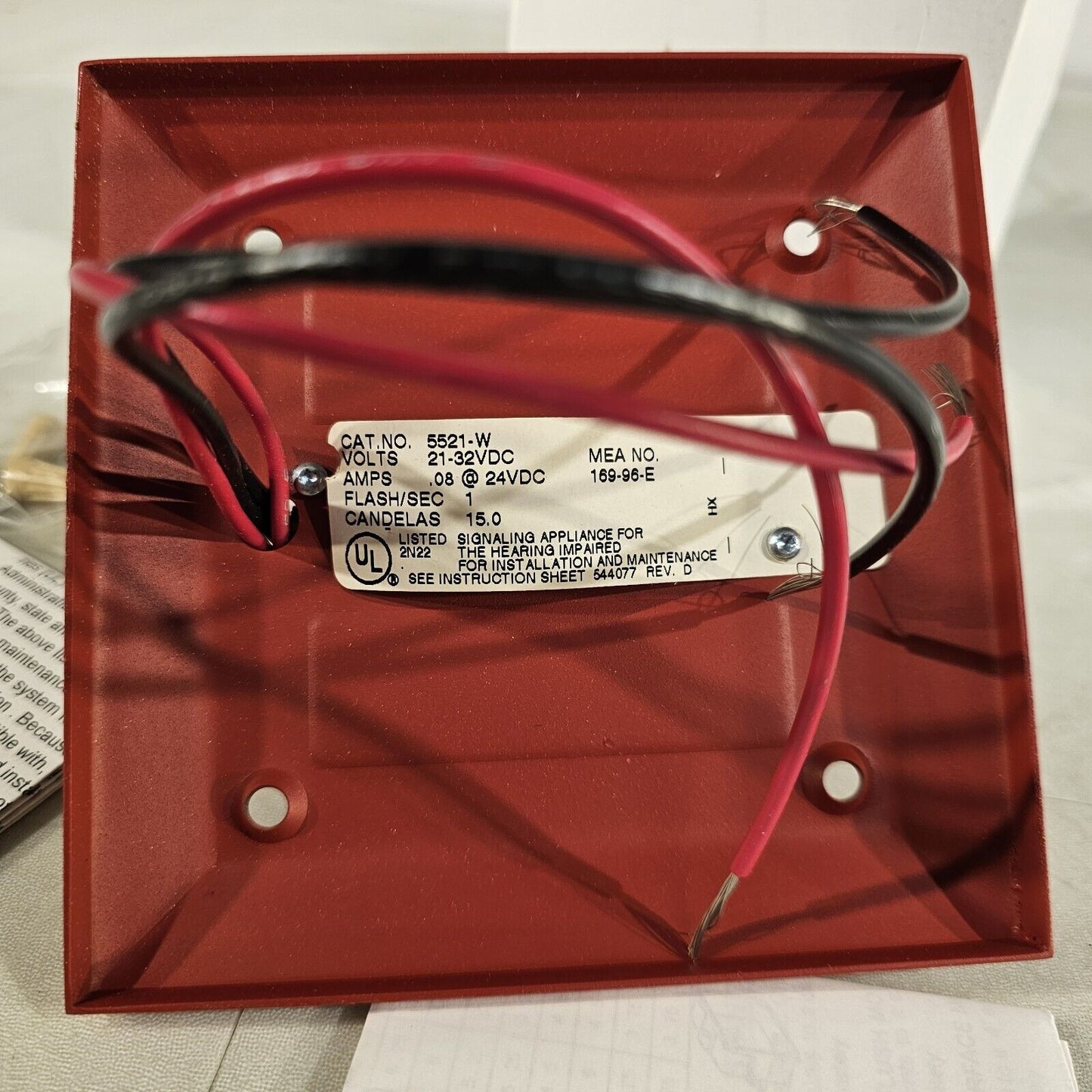 Faraday FOS 5521L-W-14-24-DC Flush Strobe Plate 15/75 Candela Red Fire Alarm