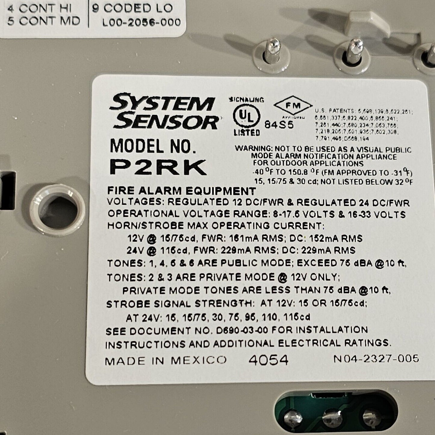 System Sensor SpeactrAlert P2RK Fire Alarm Horn/Strobe 2W Std CD Red Outdoor