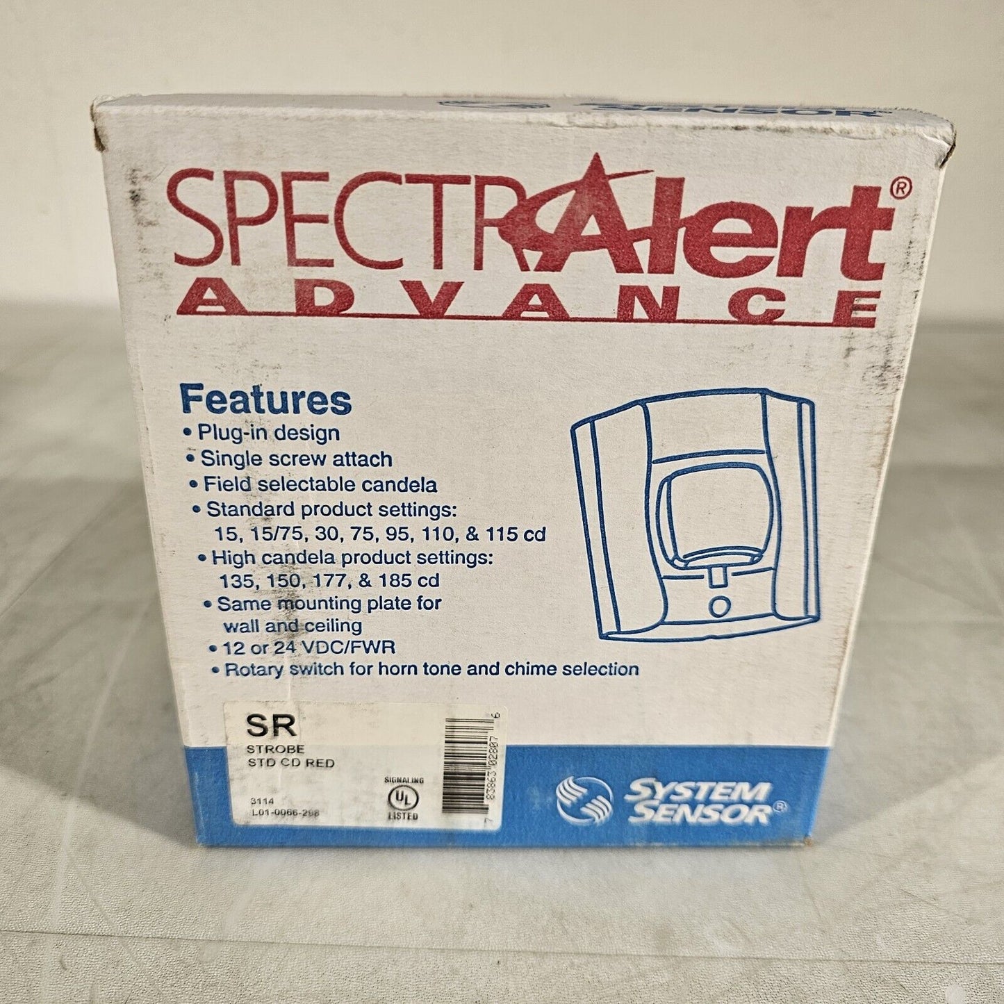 System Sensor SpectrAlert SR Fire Alarm Strobe Wall Red STD Candela Honeywell