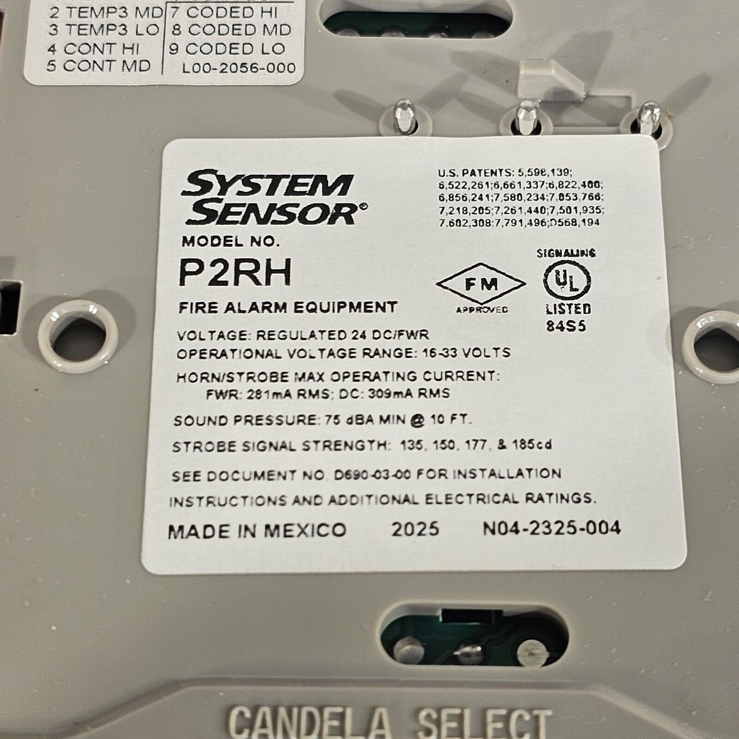 System Sensor P2RH Horn/Strobe 2w HI CD Red Fire Alarm SpectrAlert Honeywell