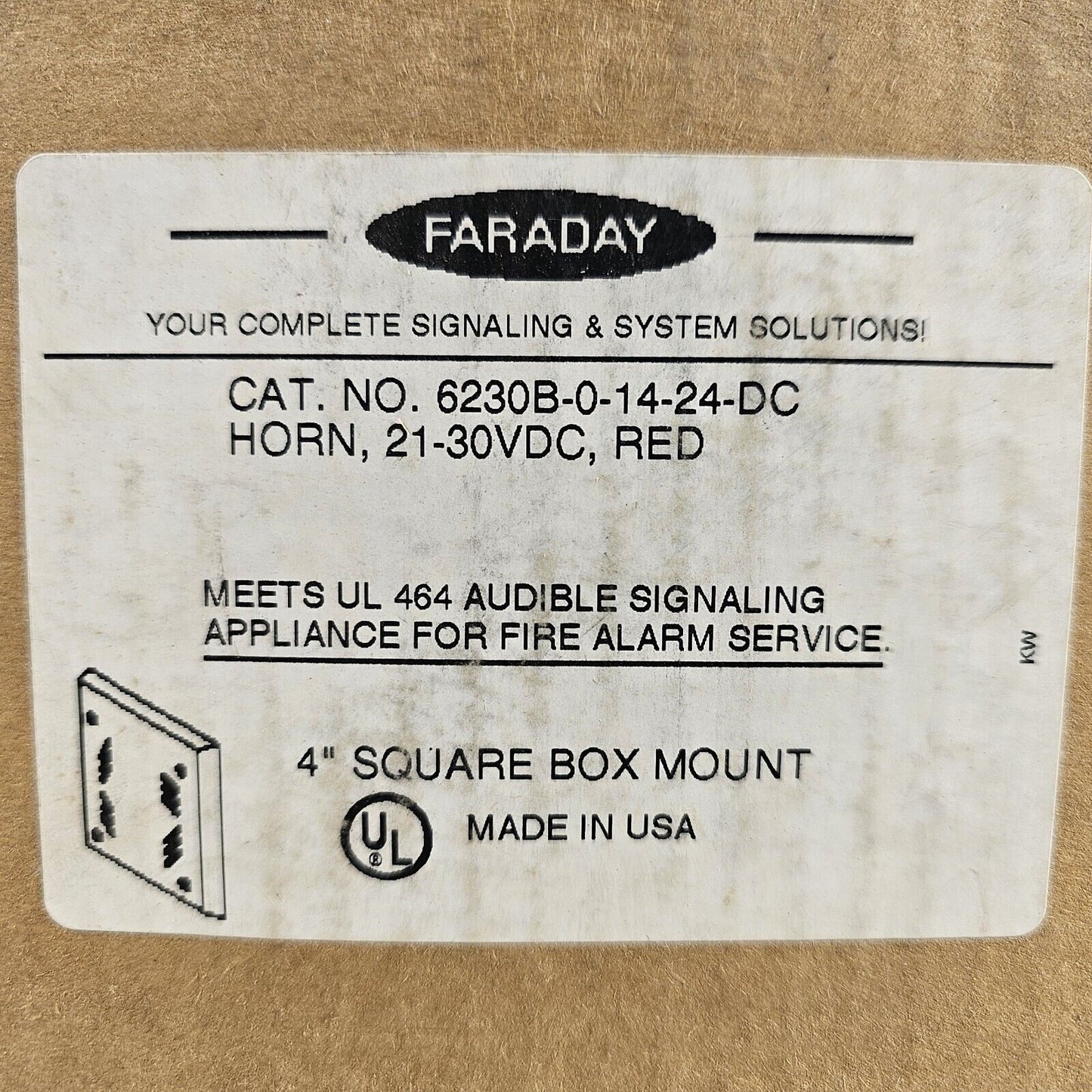 FOS Faraday 6230B-0-14-24-DC Horn 21-30VDC Red Fire Alarm Signal 6230