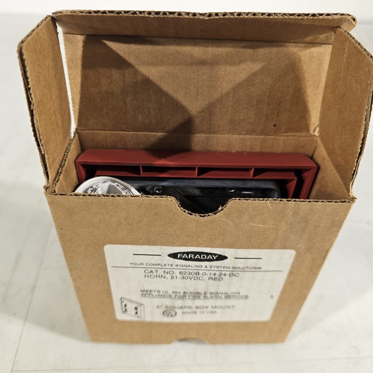 FOS Faraday 6230B-0-14-24-DC Horn 21-30VDC Red Fire Alarm Signal 6230