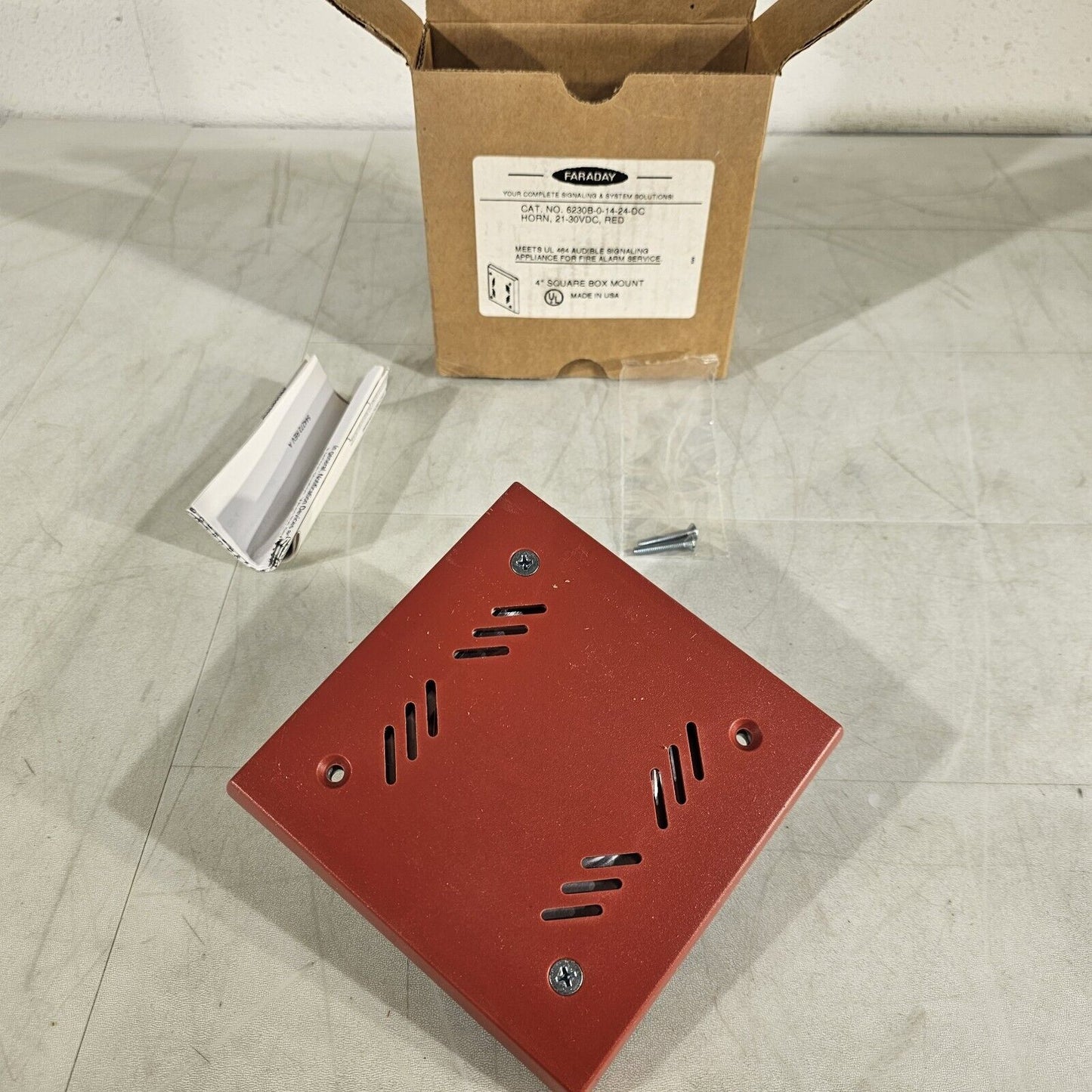 FOS Faraday 6230B-0-14-24-DC Horn 21-30VDC Red Fire Alarm Signal 6230