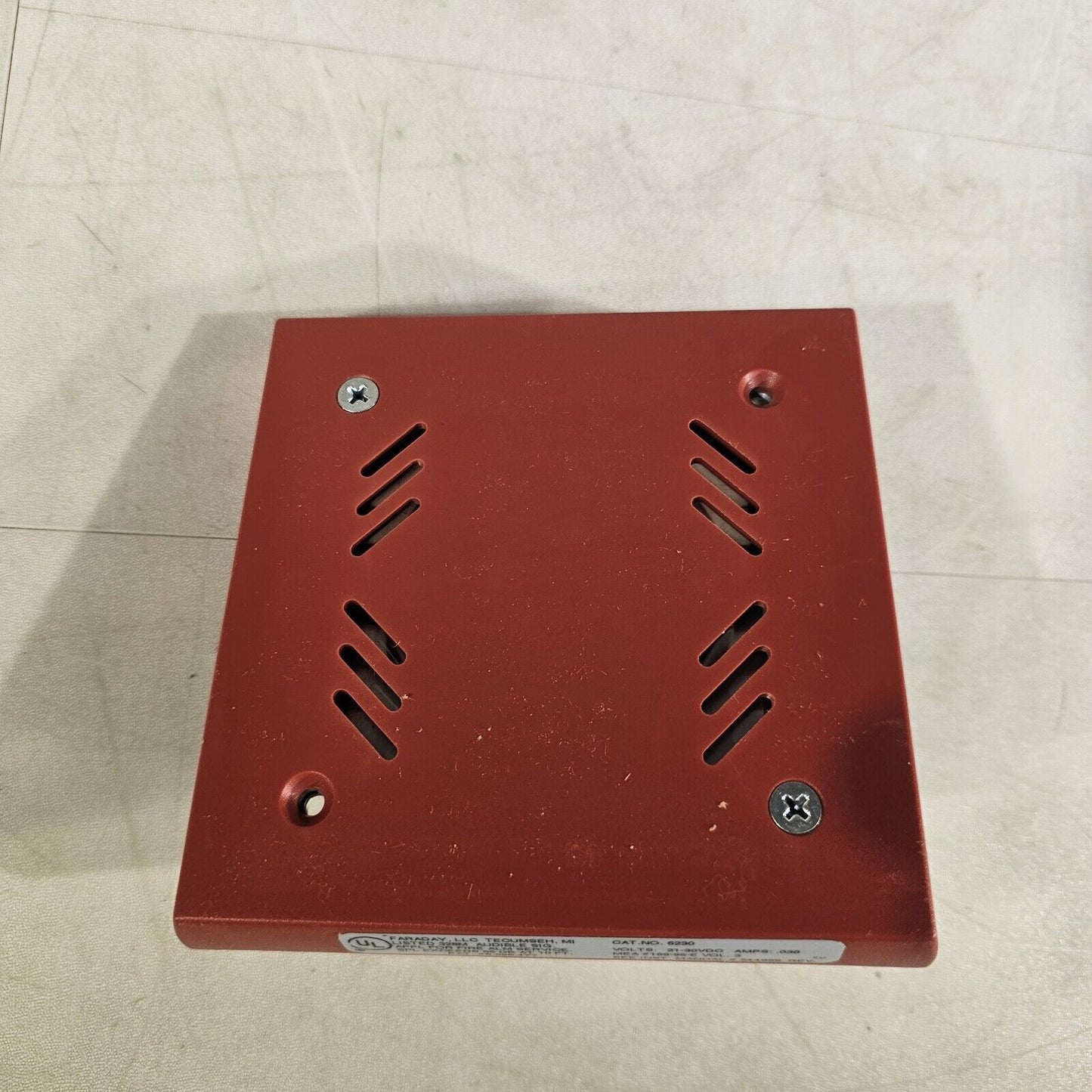 FOS Faraday 6230B-0-14-24-DC Horn 21-30VDC Red Fire Alarm Signal 6230