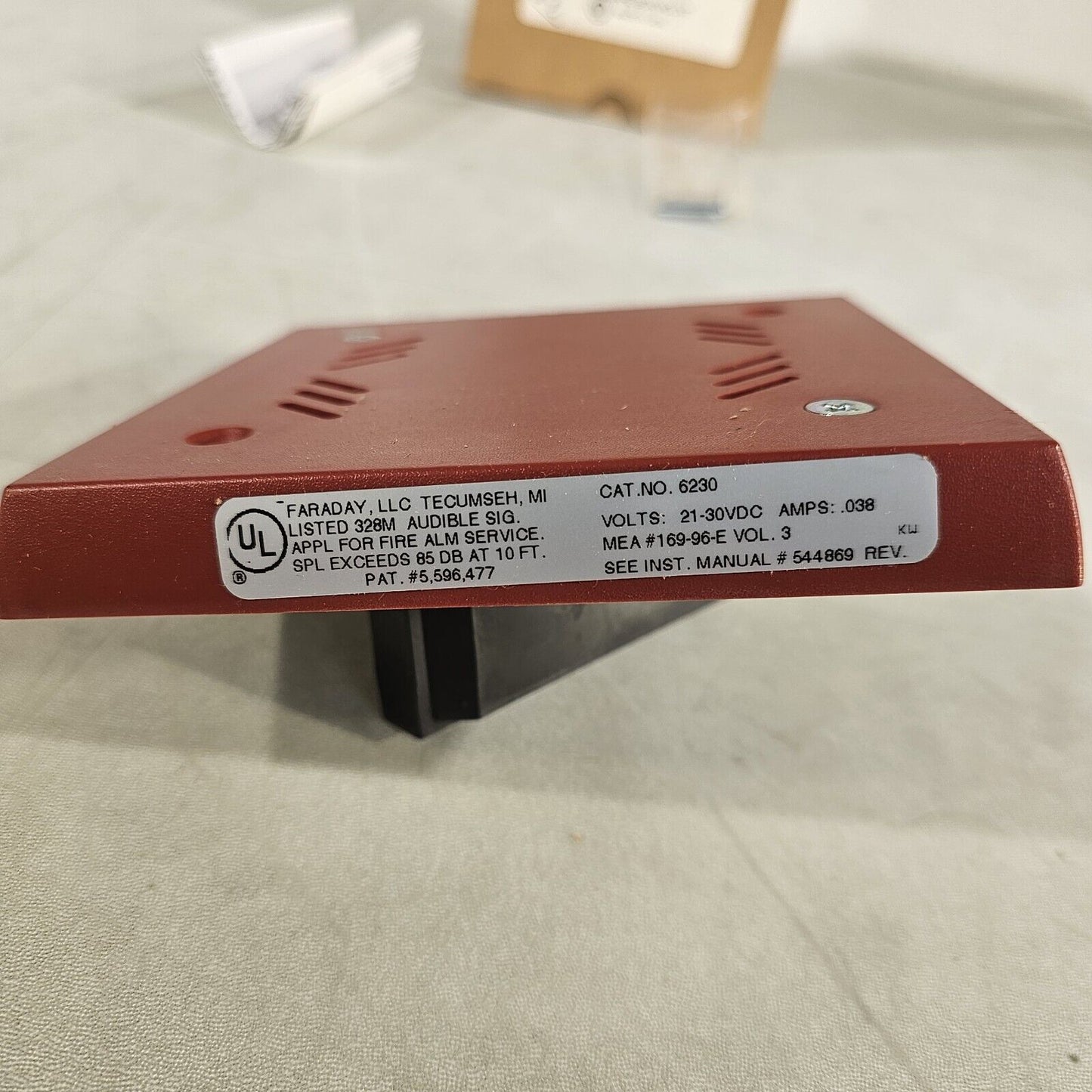 FOS Faraday 6230B-0-14-24-DC Horn 21-30VDC Red Fire Alarm Signal 6230