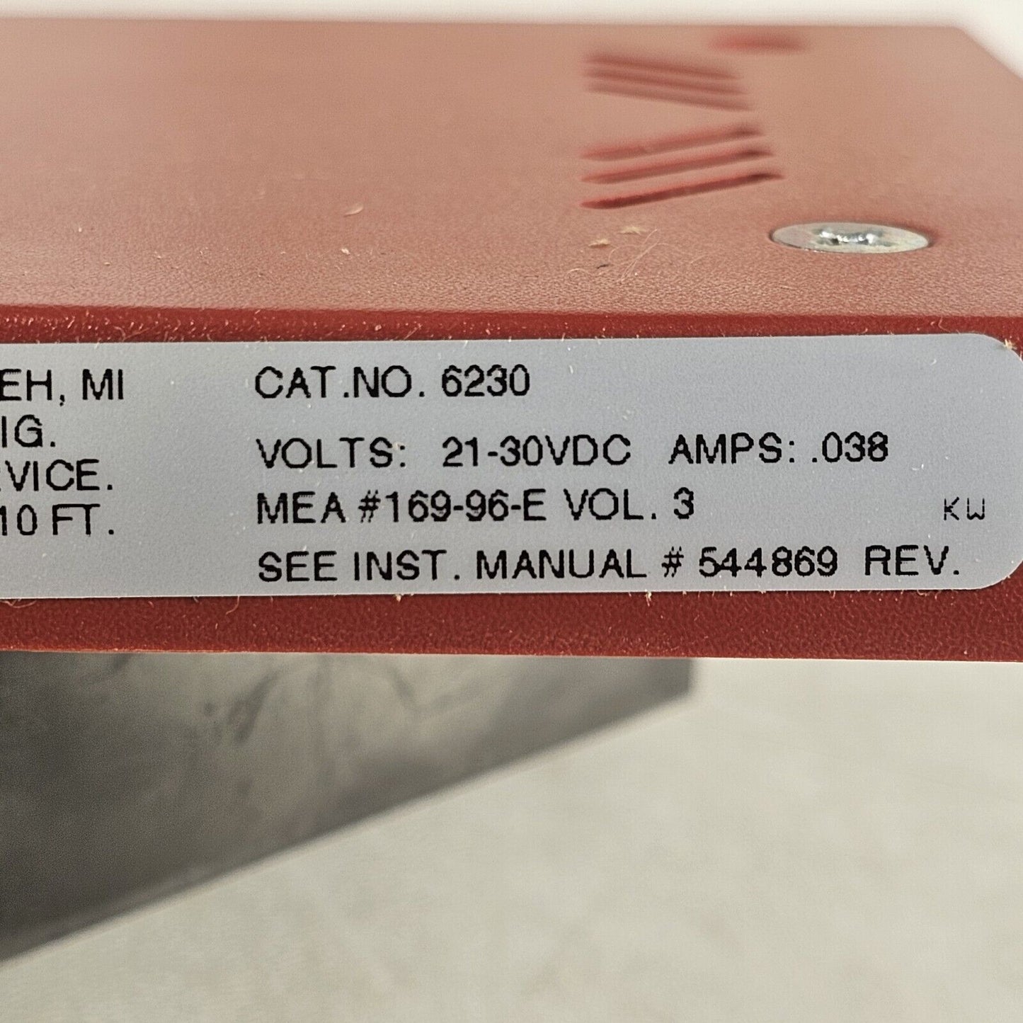 FOS Faraday 6230B-0-14-24-DC Horn 21-30VDC Red Fire Alarm Signal 6230